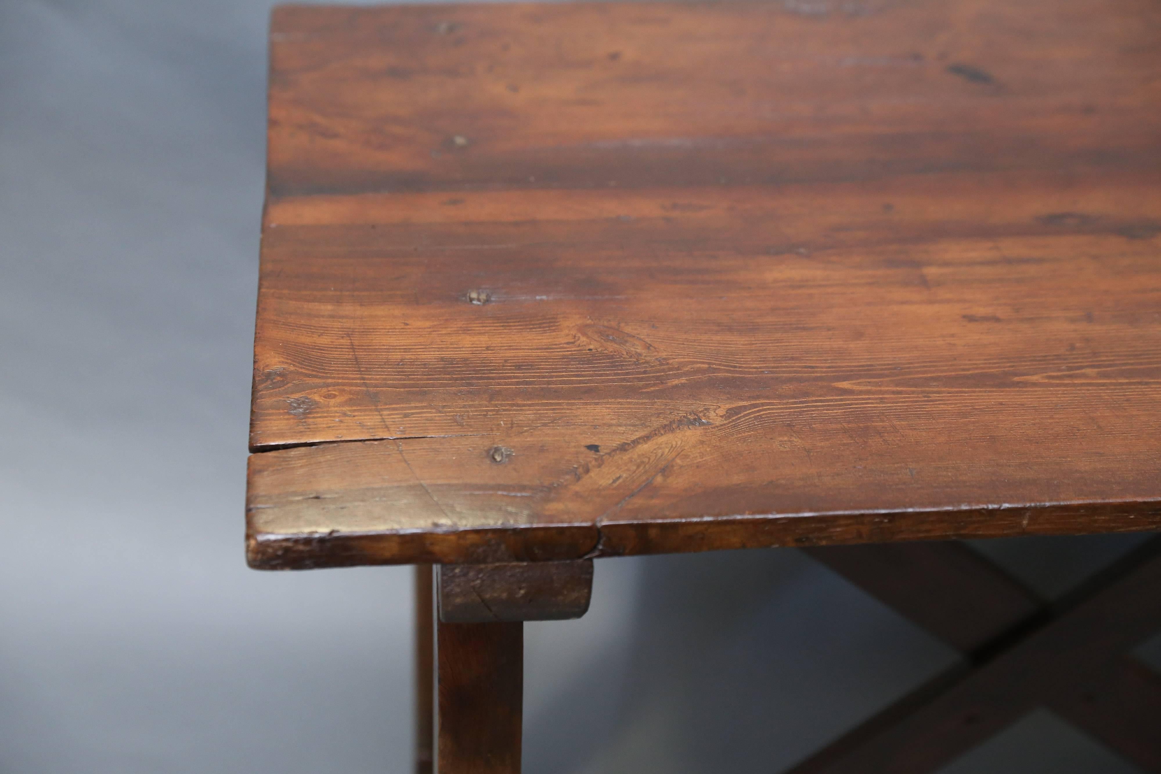 18th Century and Earlier 18th Century Spanish St. Anthony Table with Wooden Trestle