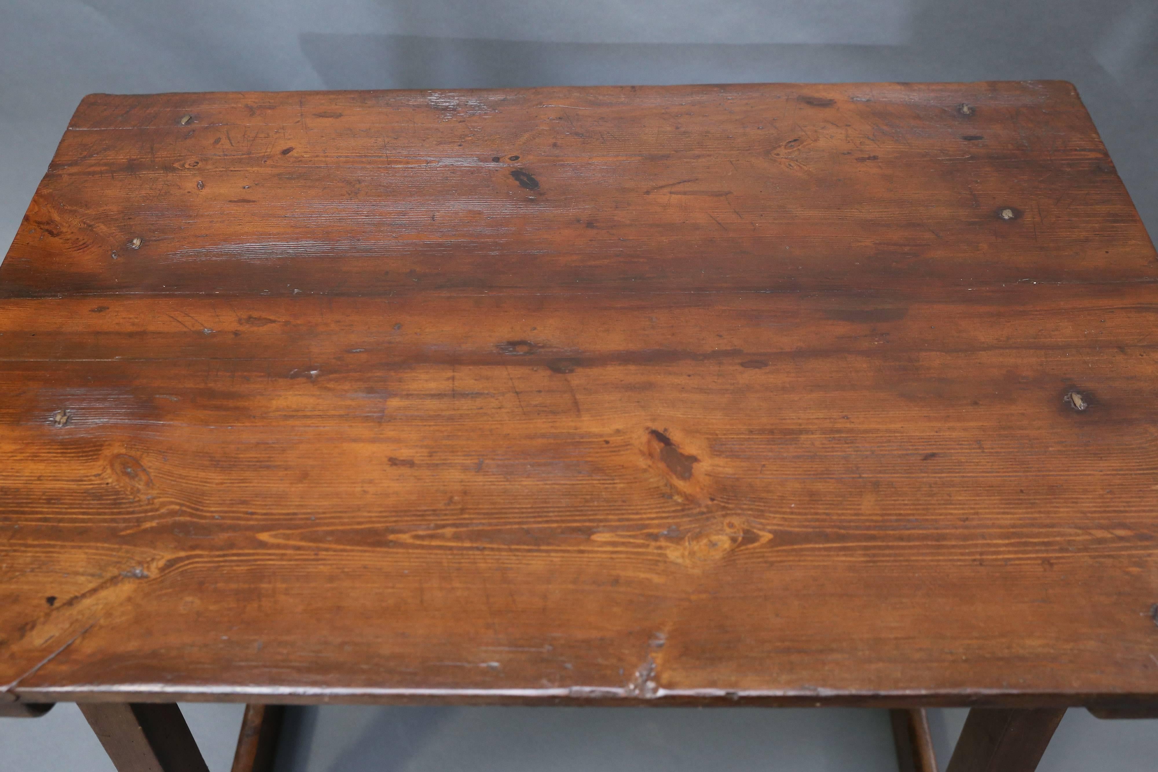 Pine 18th Century Spanish St. Anthony Table with Wooden Trestle