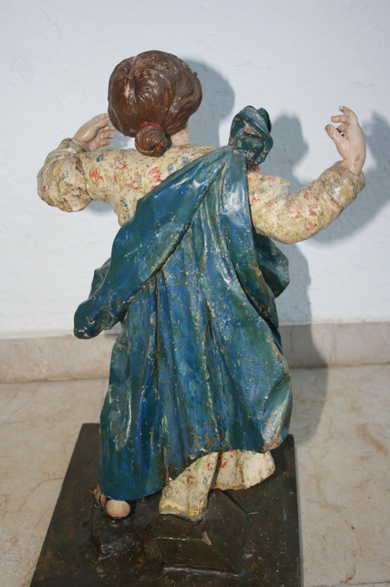 18th Century and Earlier 18th Century Spanish St Joachim & Anne with Child Virgin Mary Wooden Sculptures