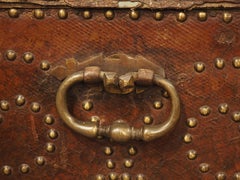 18th Century Spanish Studded Leather Trunk with Lockable Compartments