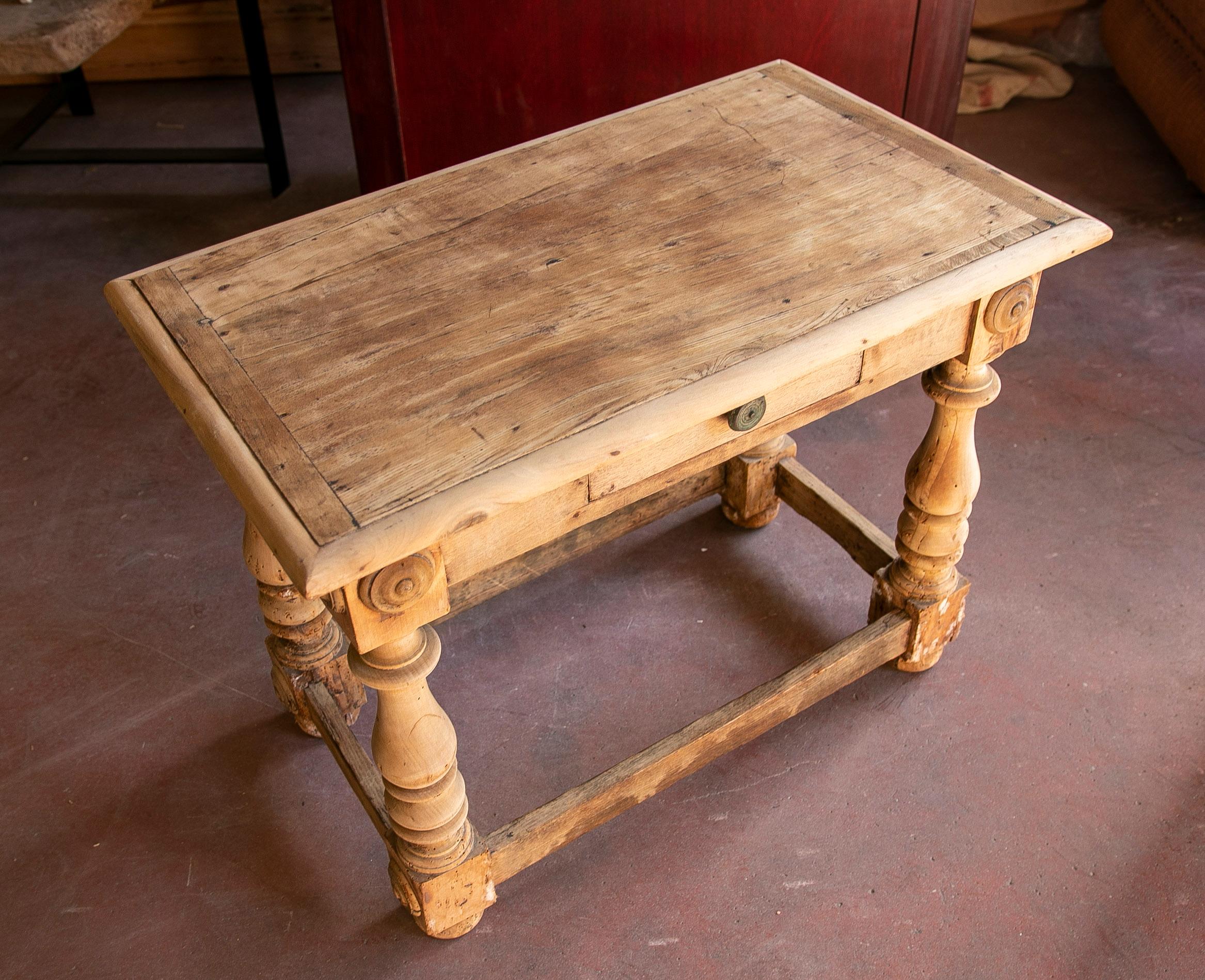 18th Century Spanish Table in the Colour of the Original  Wood with Drawer For Sale 13