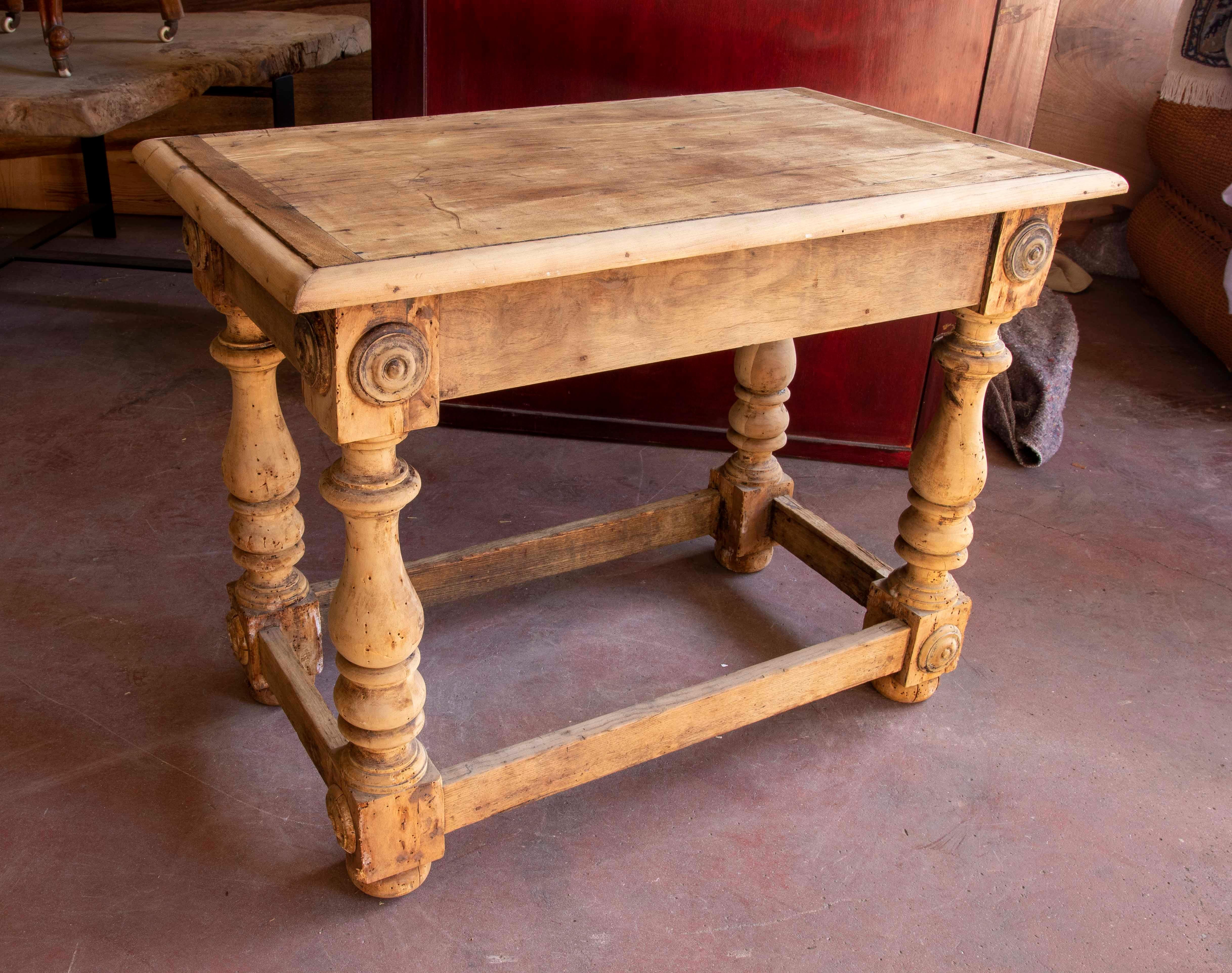 18th Century Spanish Table in the Colour of the Original  Wood with Drawer For Sale 1