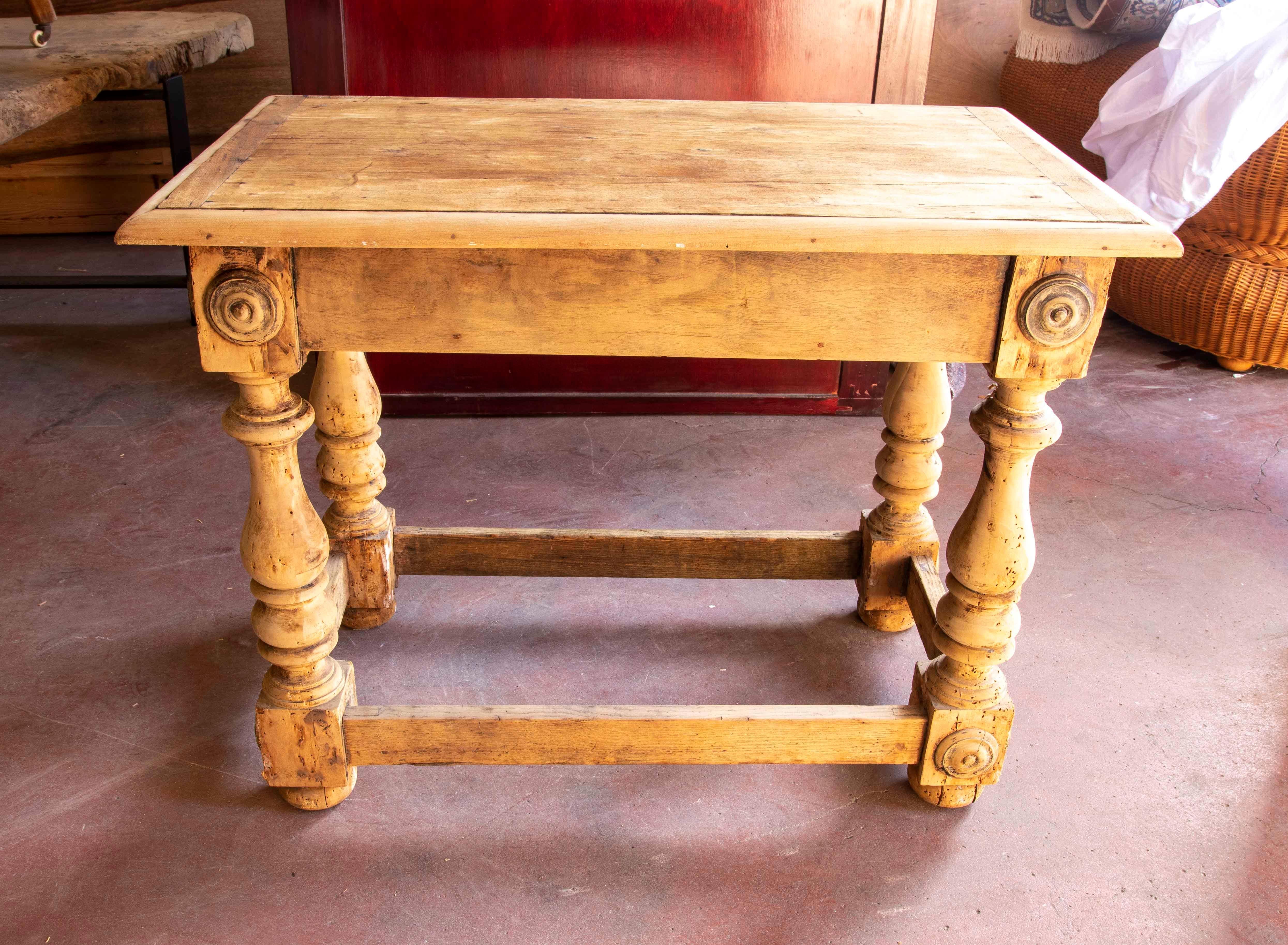 18th Century Spanish Table in the Colour of the Original  Wood with Drawer For Sale 2