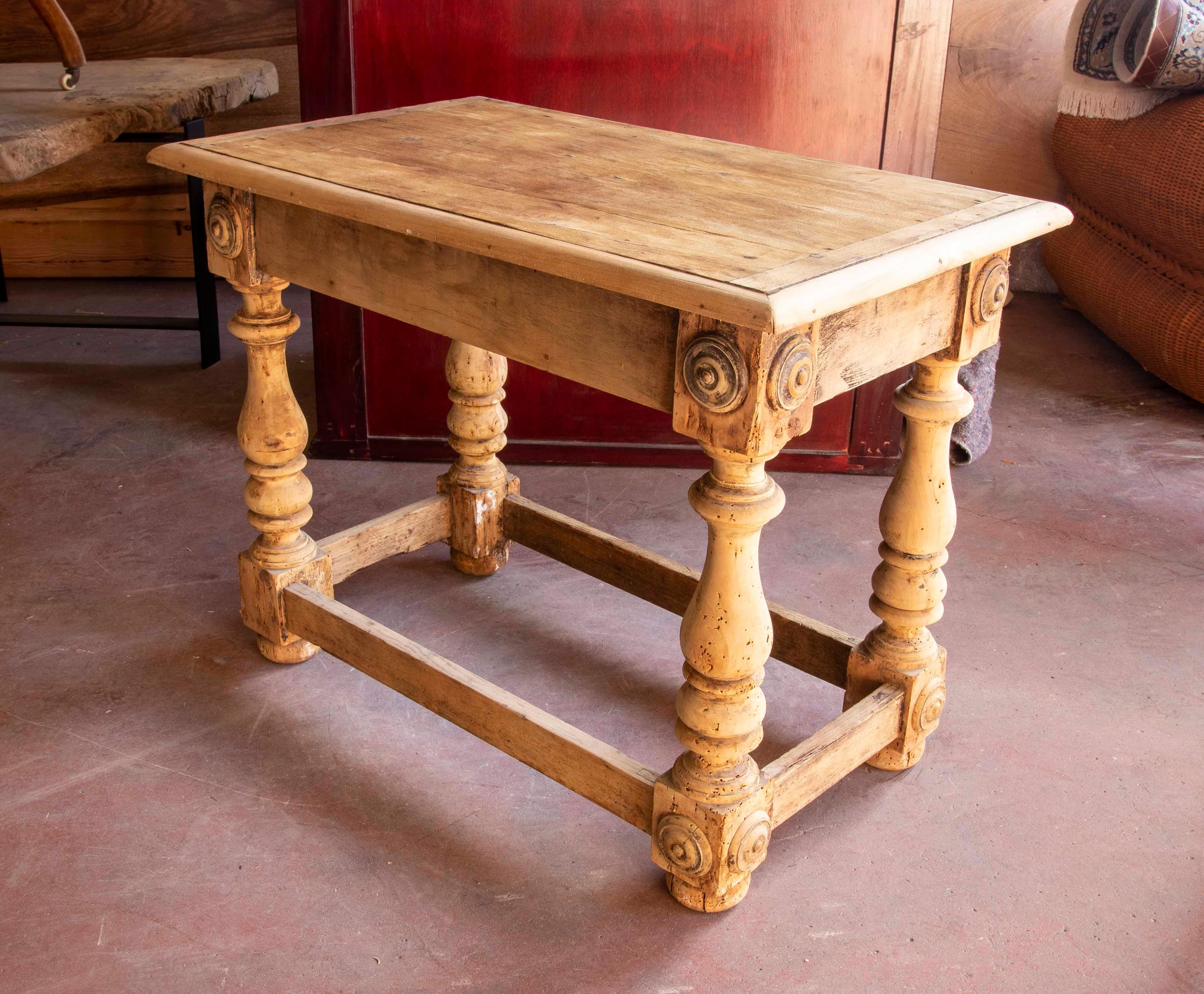 18th Century Spanish Table in the Colour of the Original  Wood with Drawer For Sale 3