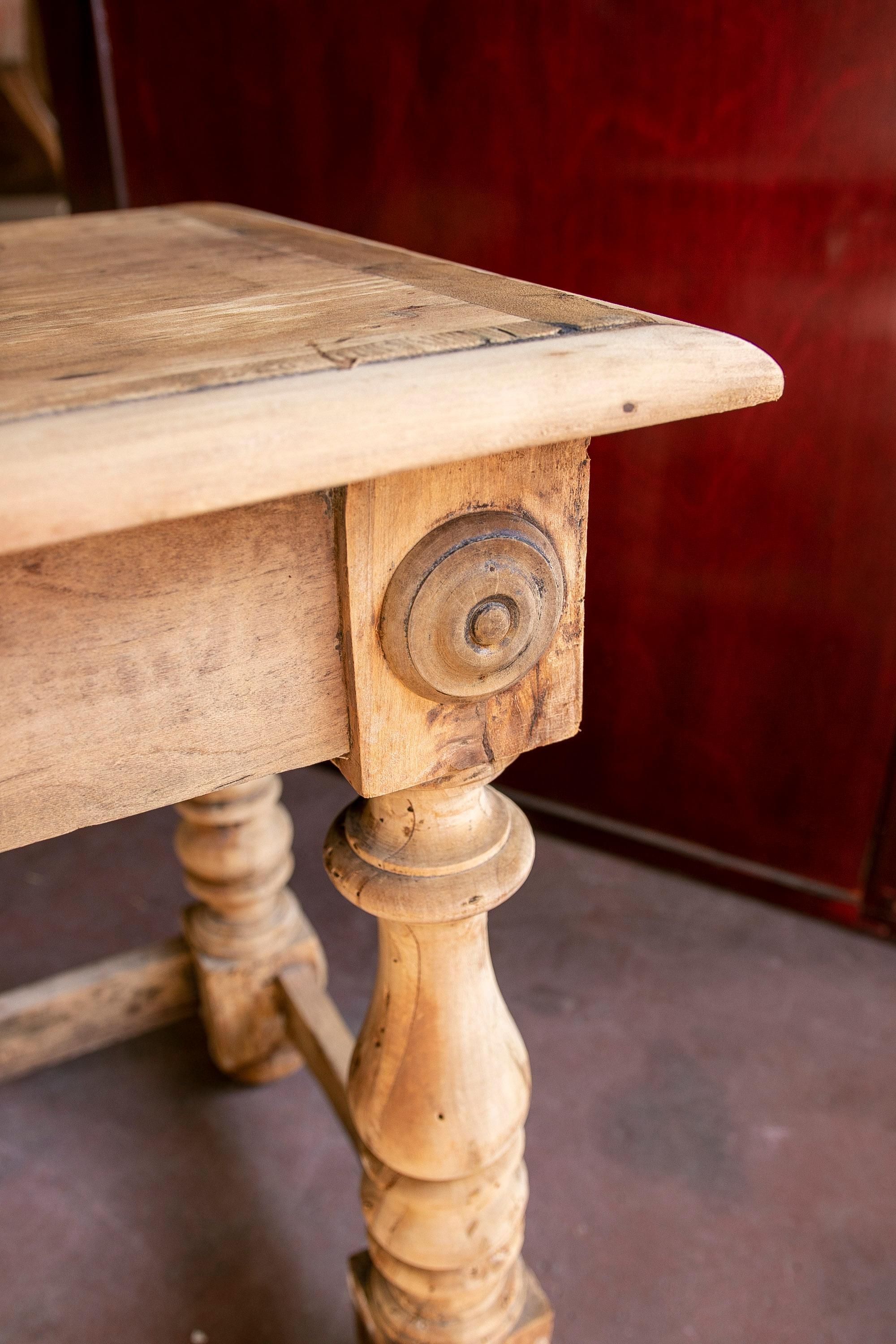 18th Century Spanish Table in the Colour of the Original  Wood with Drawer For Sale 7