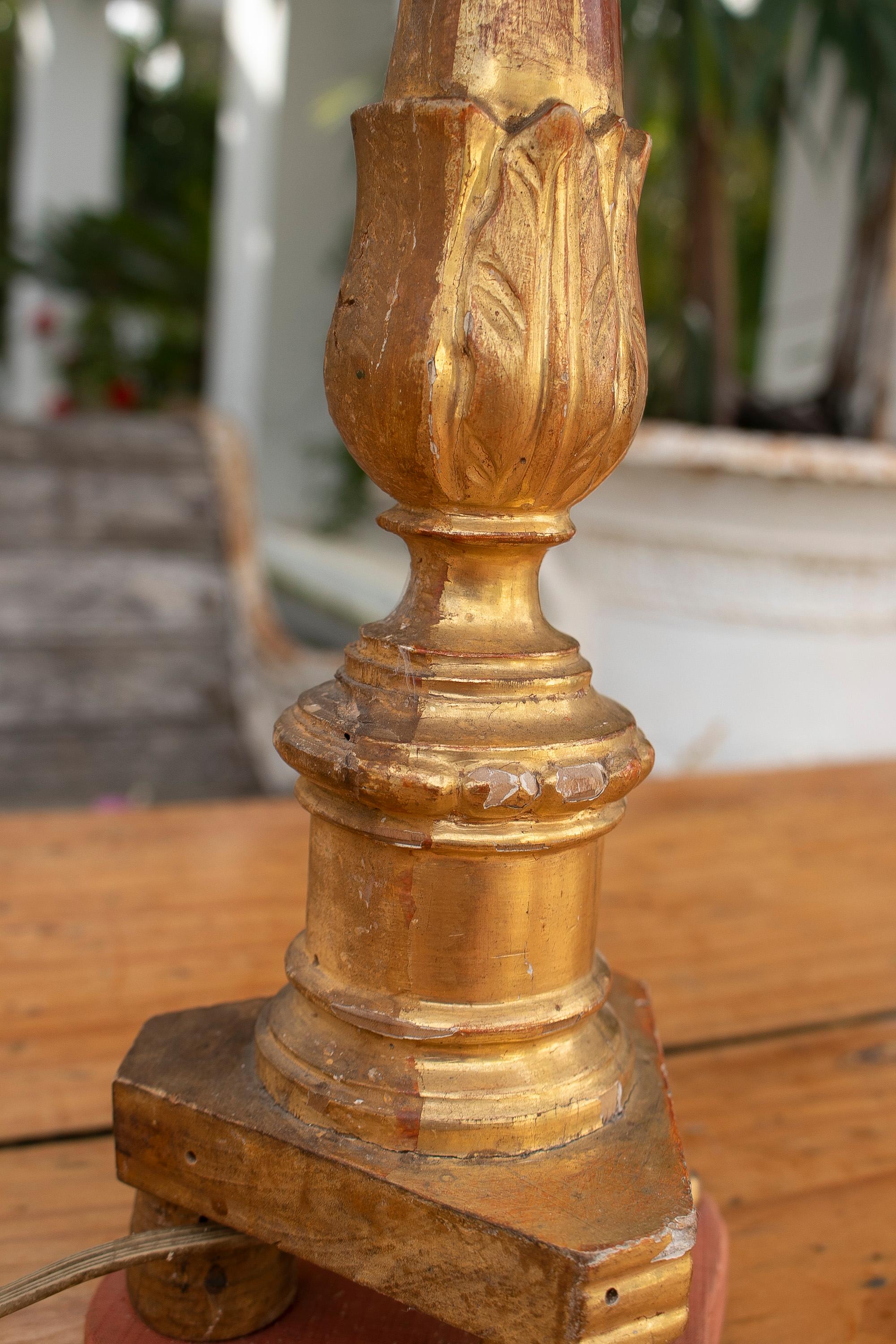 18th Century Spanish Table Lamp with Gilded Candel Holder and Claw Feet For Sale 5