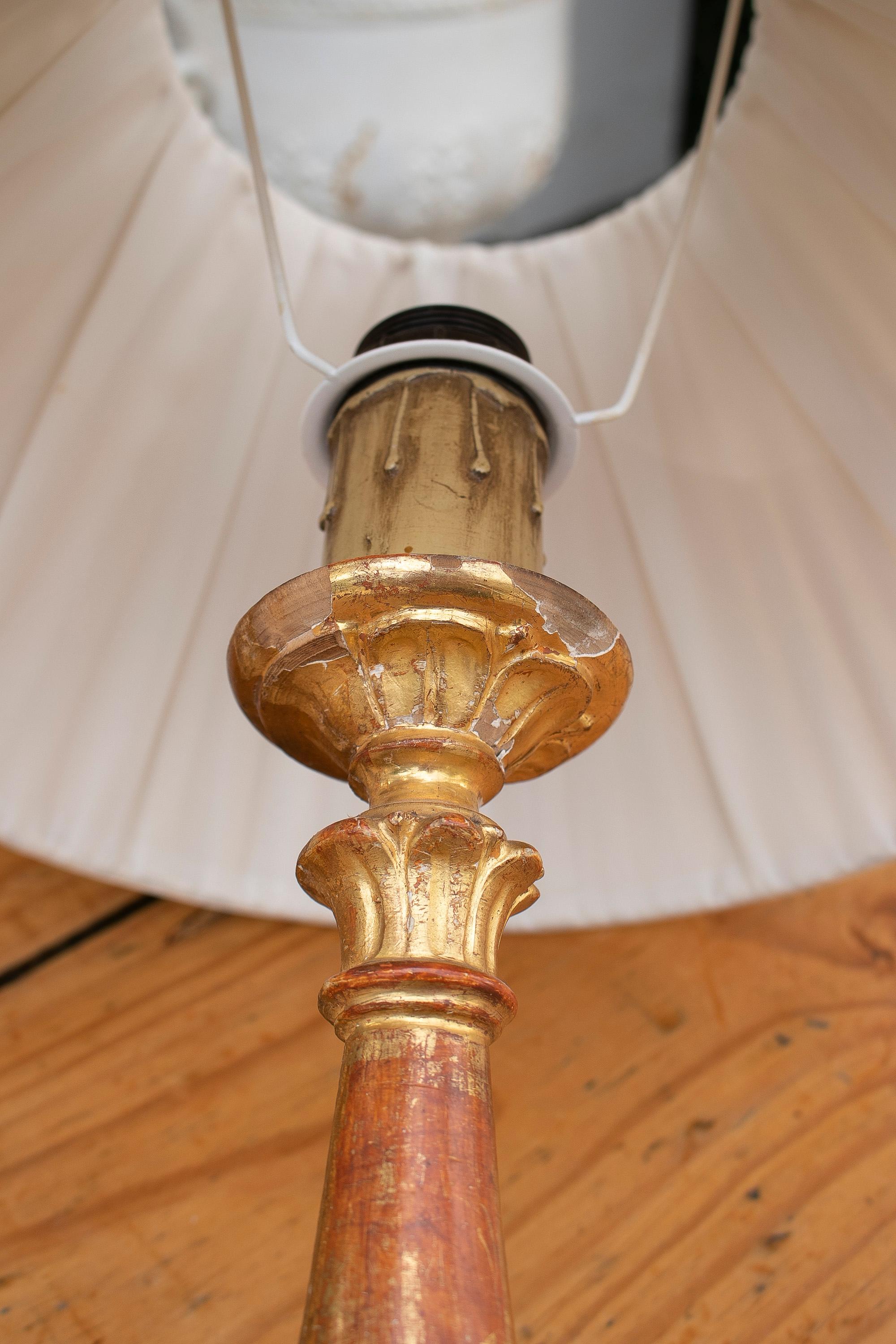 18th Century Spanish Table Lamp with Gilded Candel Holder and Claw Feet For Sale 9