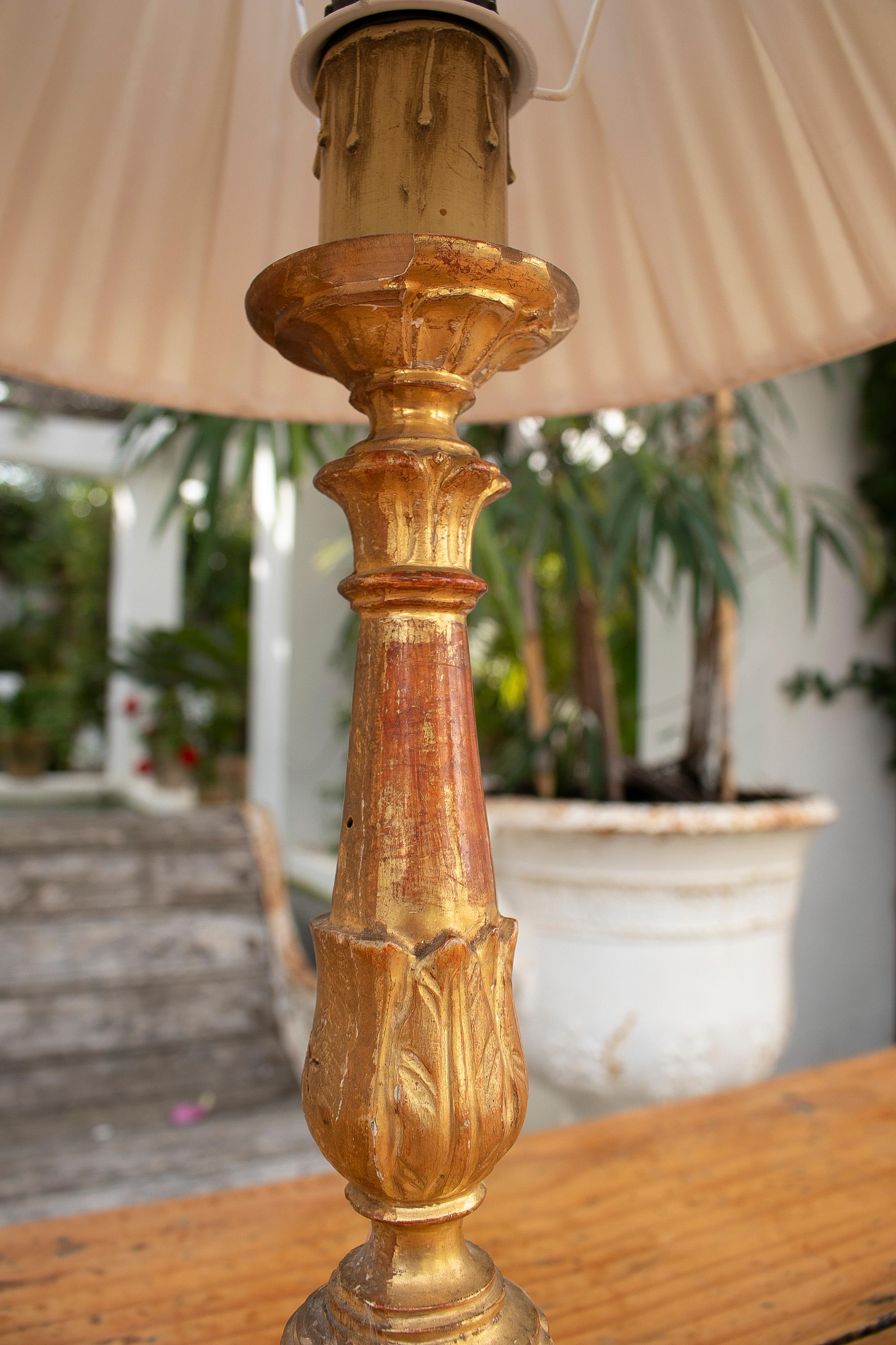 18th Century Spanish Table Lamp with Gilded Candel Holder and Claw Feet For Sale 3