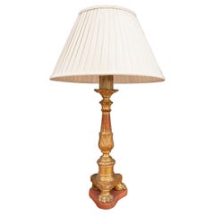 18th Century Spanish Table Lamp with Gilded Candel Holder and Claw Feet