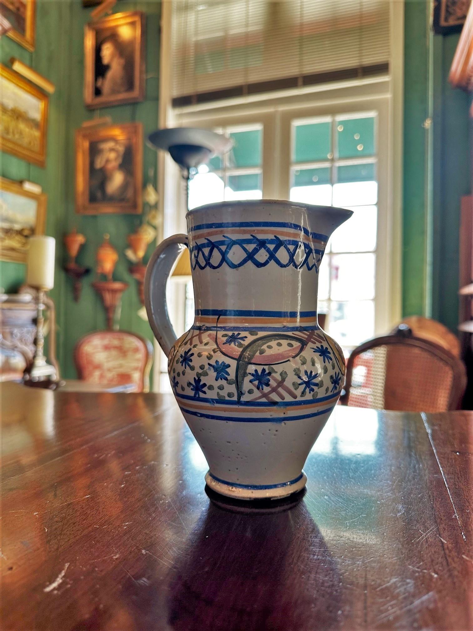 18th Century Spanish Talavera De La Reina Pitcher Jar Bucaro Botijo Antiques LA 5