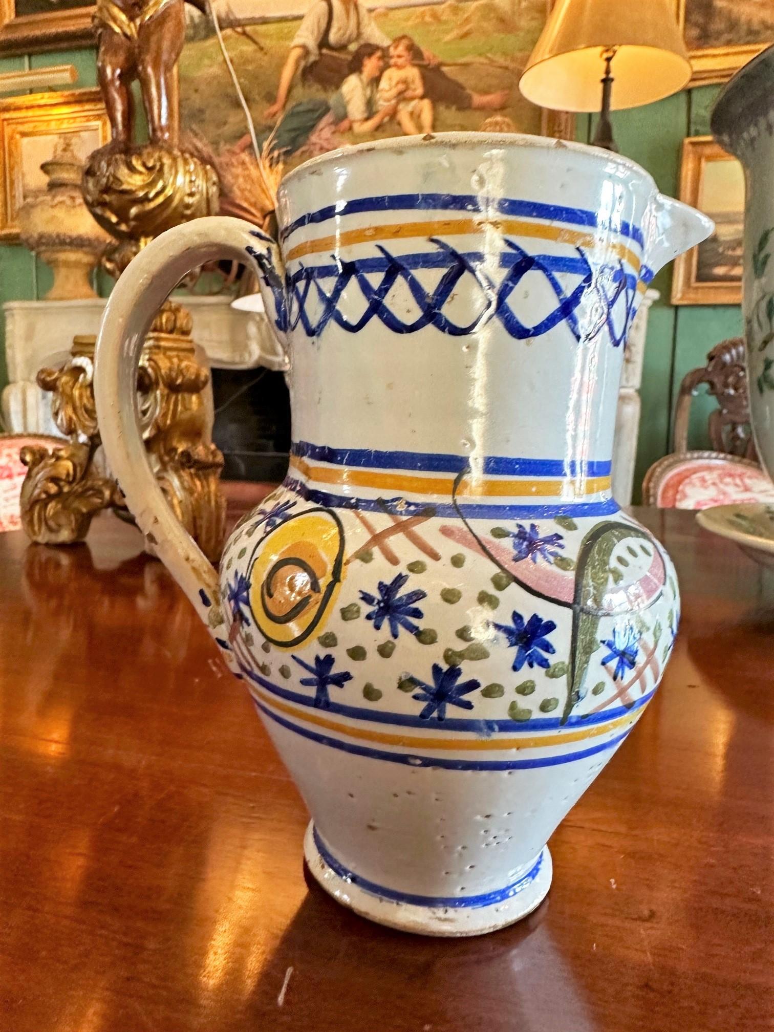 18th Century Spanish Talavera De La Reina Pitcher Jar Bucaro Botijo Antiques LA For Sale 6