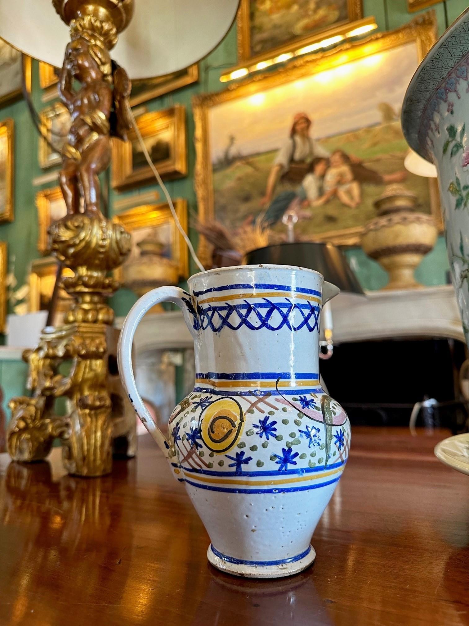 18th Century Spanish Talavera De La Reina Pitcher Jar Bucaro Botijo Antiques LA In Good Condition In West Hollywood, CA