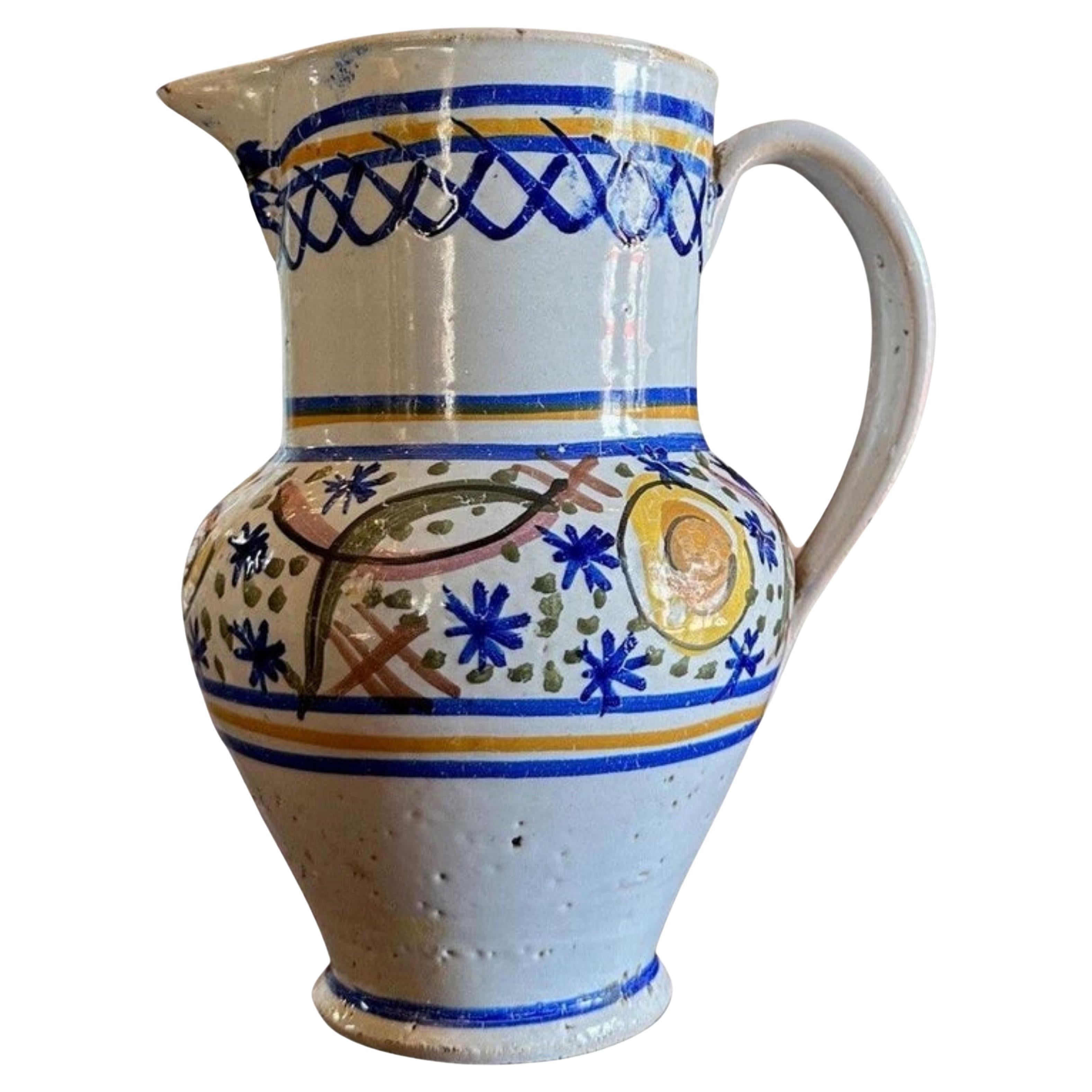 Pichet Talavera De La Reina espagnol du 18ème siècle Bucaro Botijo Antiques LA en vente