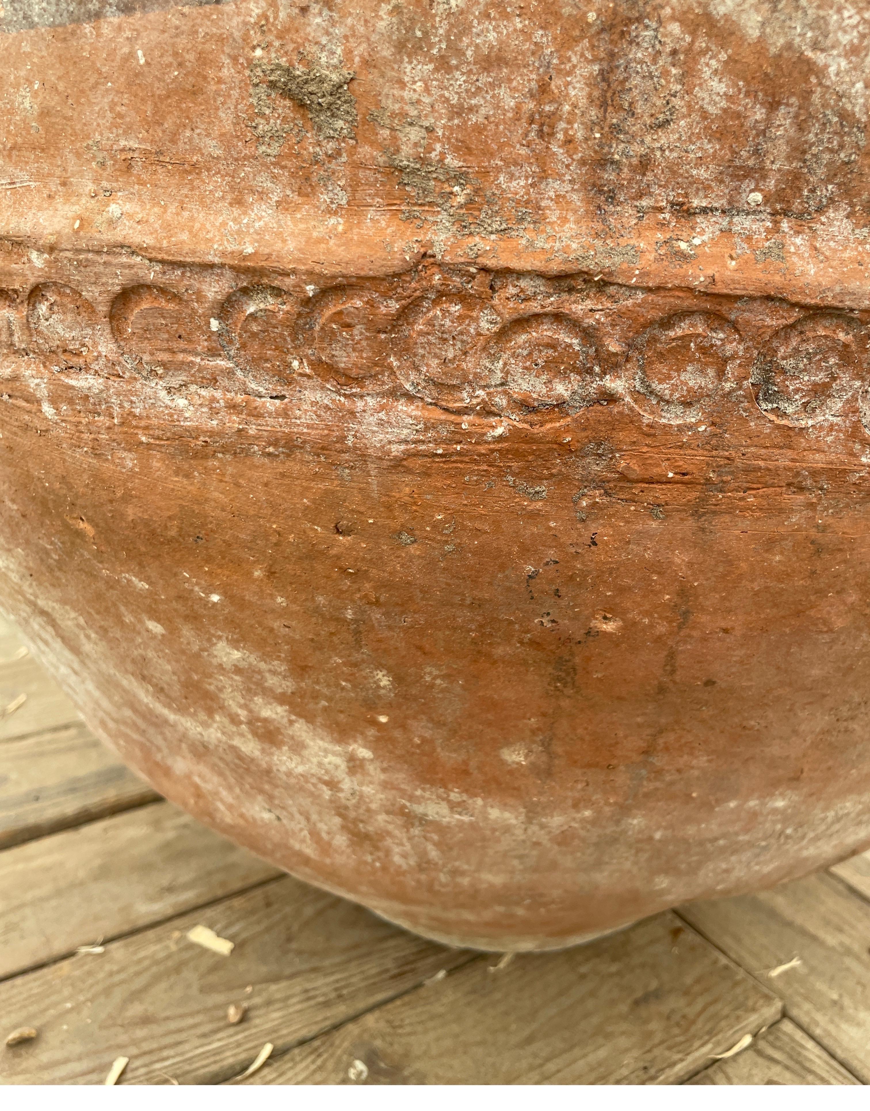 18th Century Spanish Terracotta with Black Design and White Plastering  4