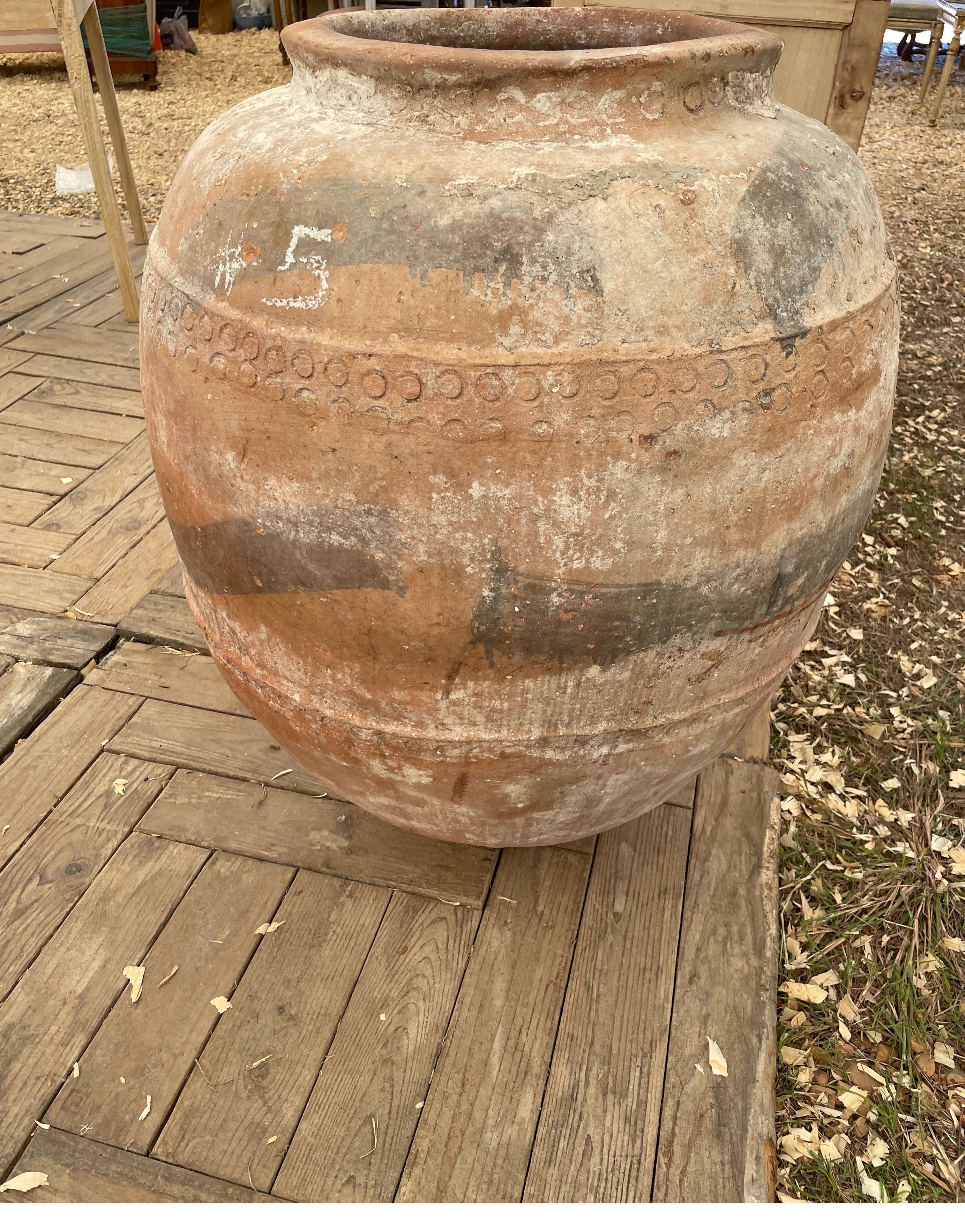 18th Century and Earlier 18th Century Spanish Terracotta with Black Design and White Plastering 