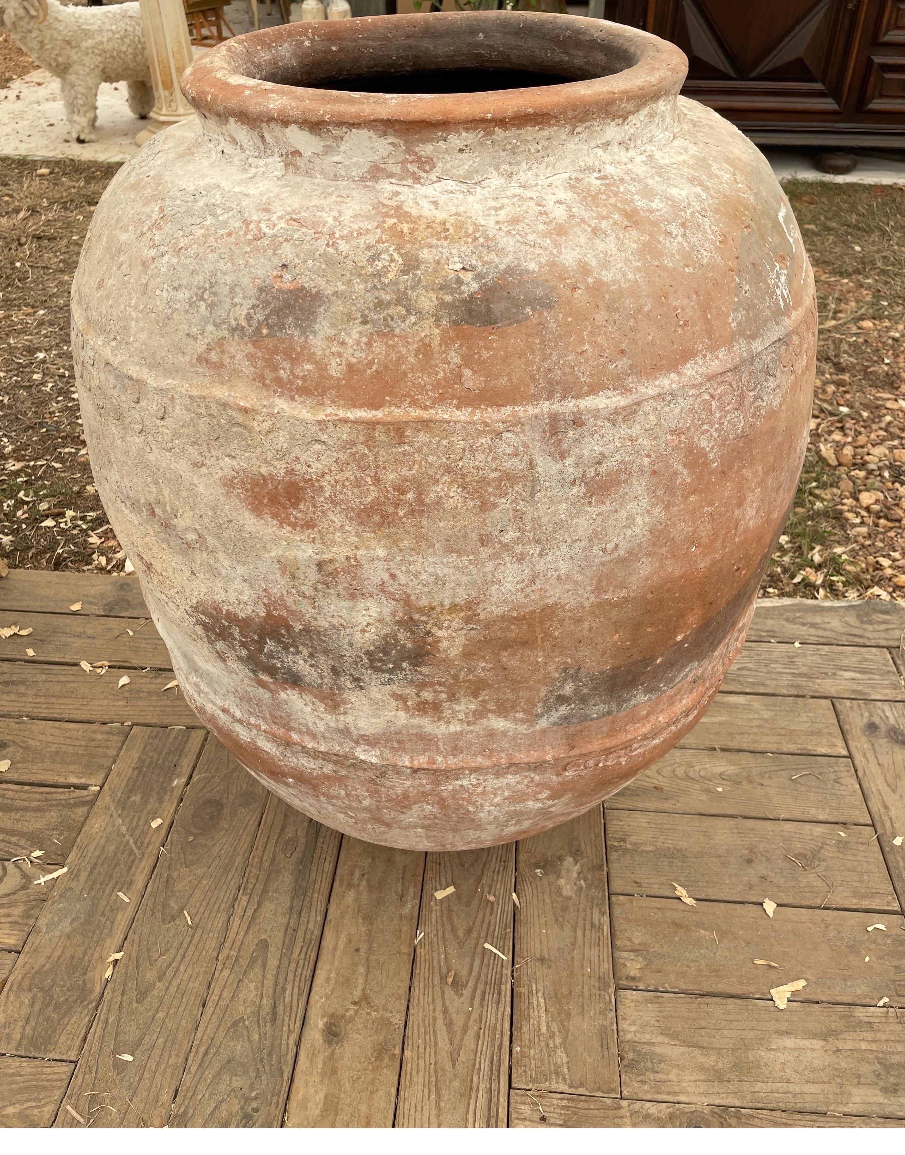 Earthenware 18th Century Spanish Terracotta with Black Design and White Plastering 