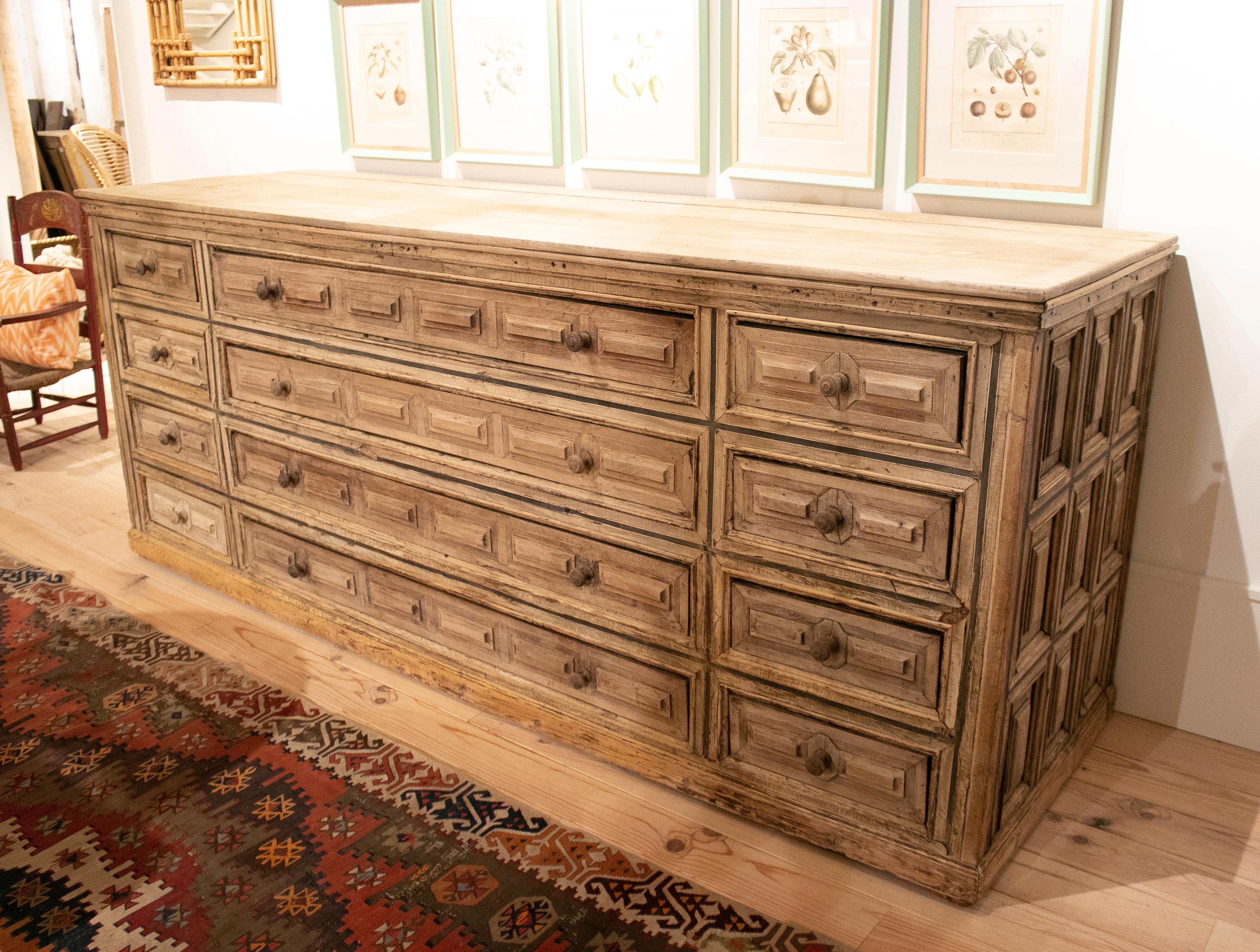 18th Century and Earlier 18th Century Spanish Twelve Drawer Panelled Chest