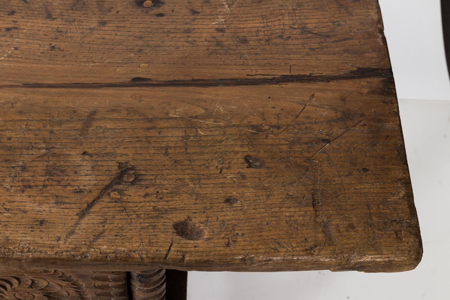 18th Century Spanish Two-Drawer Walnut Table For Sale 12