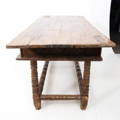 18th Century Spanish Two-Drawer Walnut Table