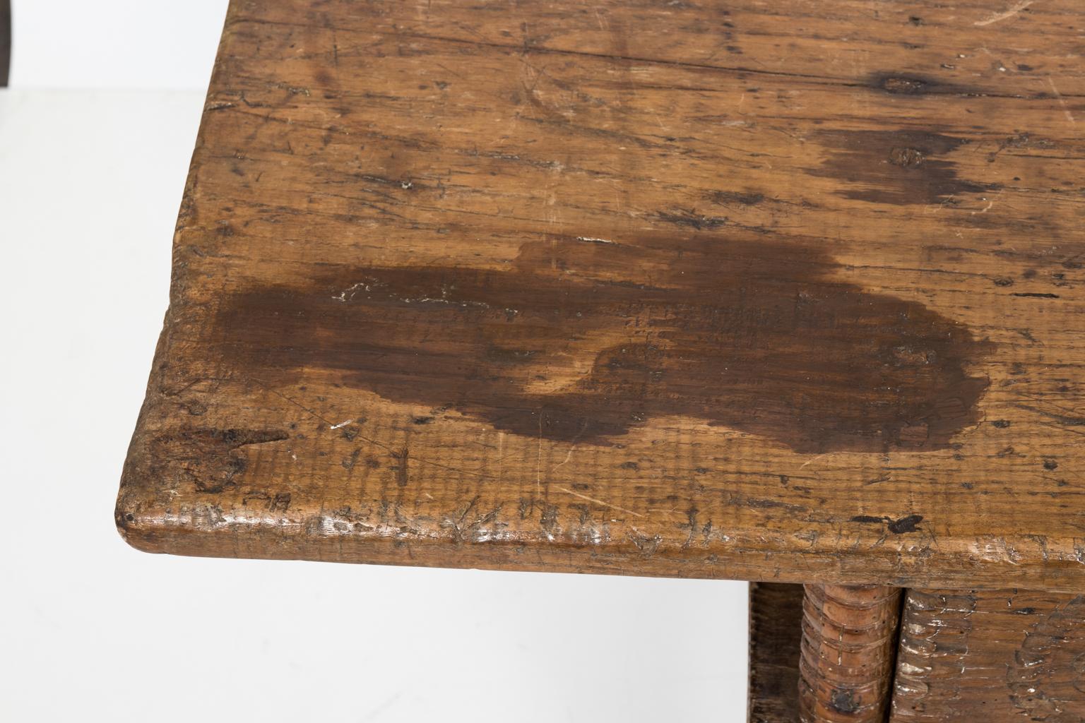 18th Century Spanish Two-Drawer Walnut Table For Sale 15