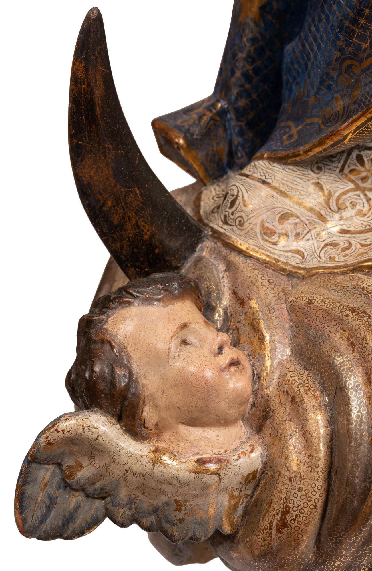 Handgefertigte Skulptur der spanischen Jungfrau Maria von makelloser Konception aus dem 18. Jahrhundert im Angebot 5