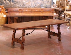 18th Century Spanish Walnut and Iron Refectory Trestle Dining Table