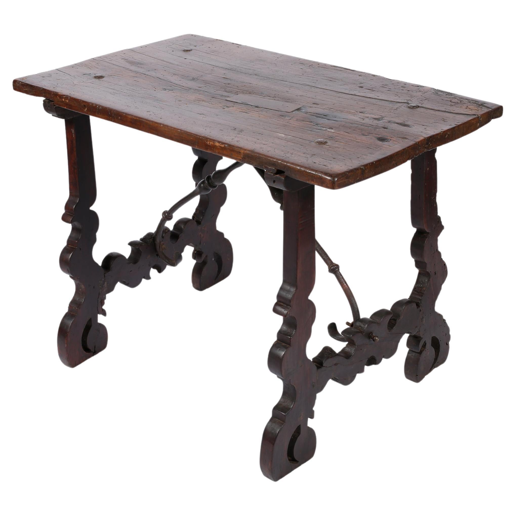 18th Century Spanish Walnut and Iron Side or Console Table c. 1750 For Sale