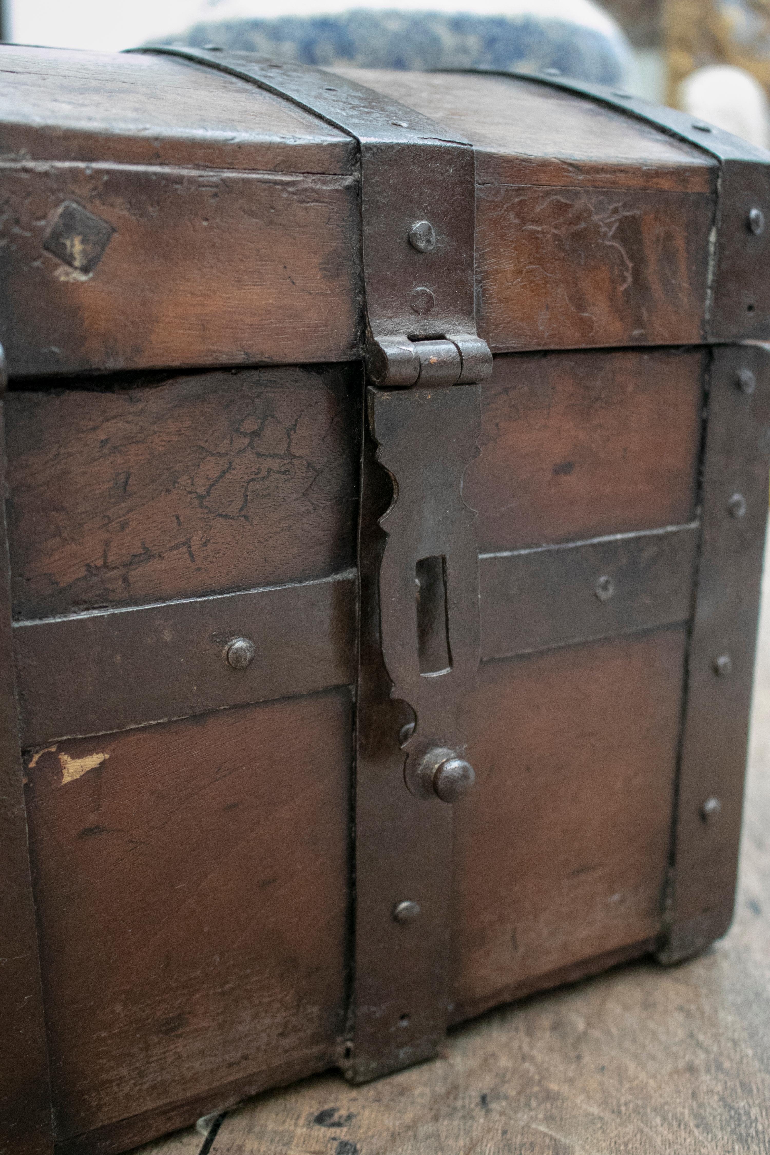 18th Century Spanish Walnut Chest with Wrought Iron Fittings 9