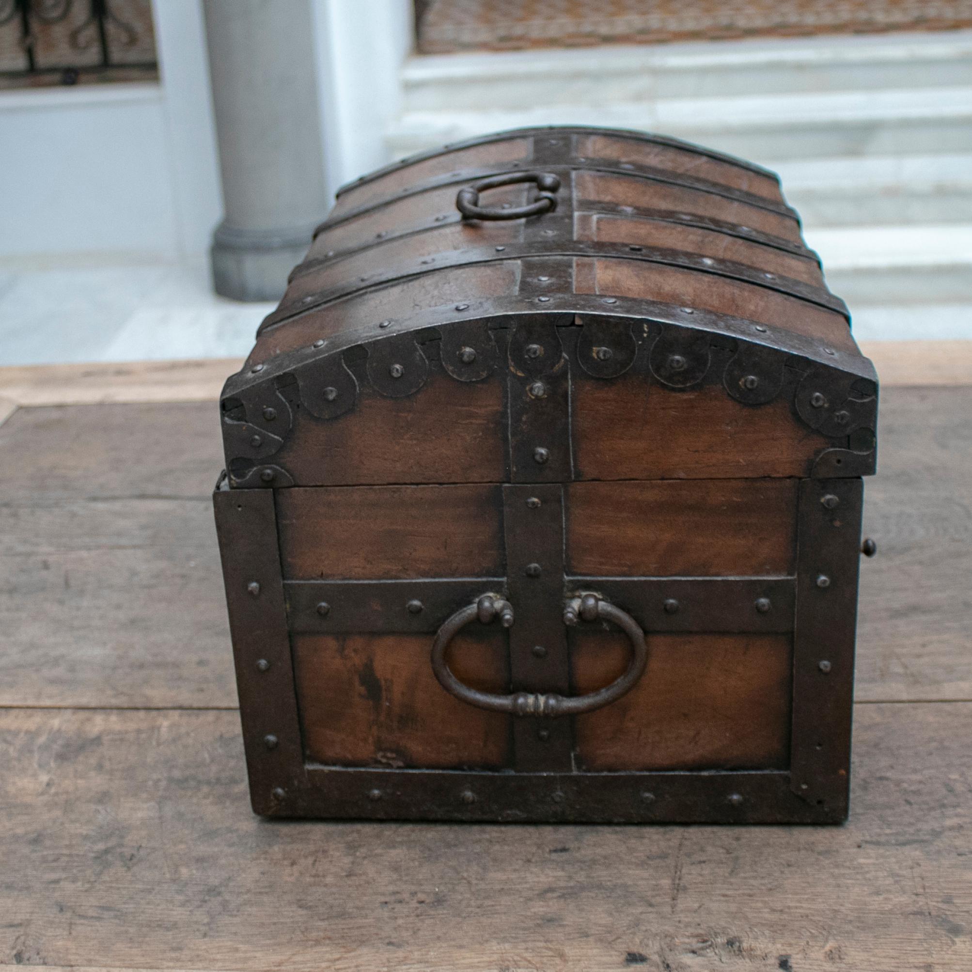 18th Century Spanish Walnut Chest with Wrought Iron Fittings 2