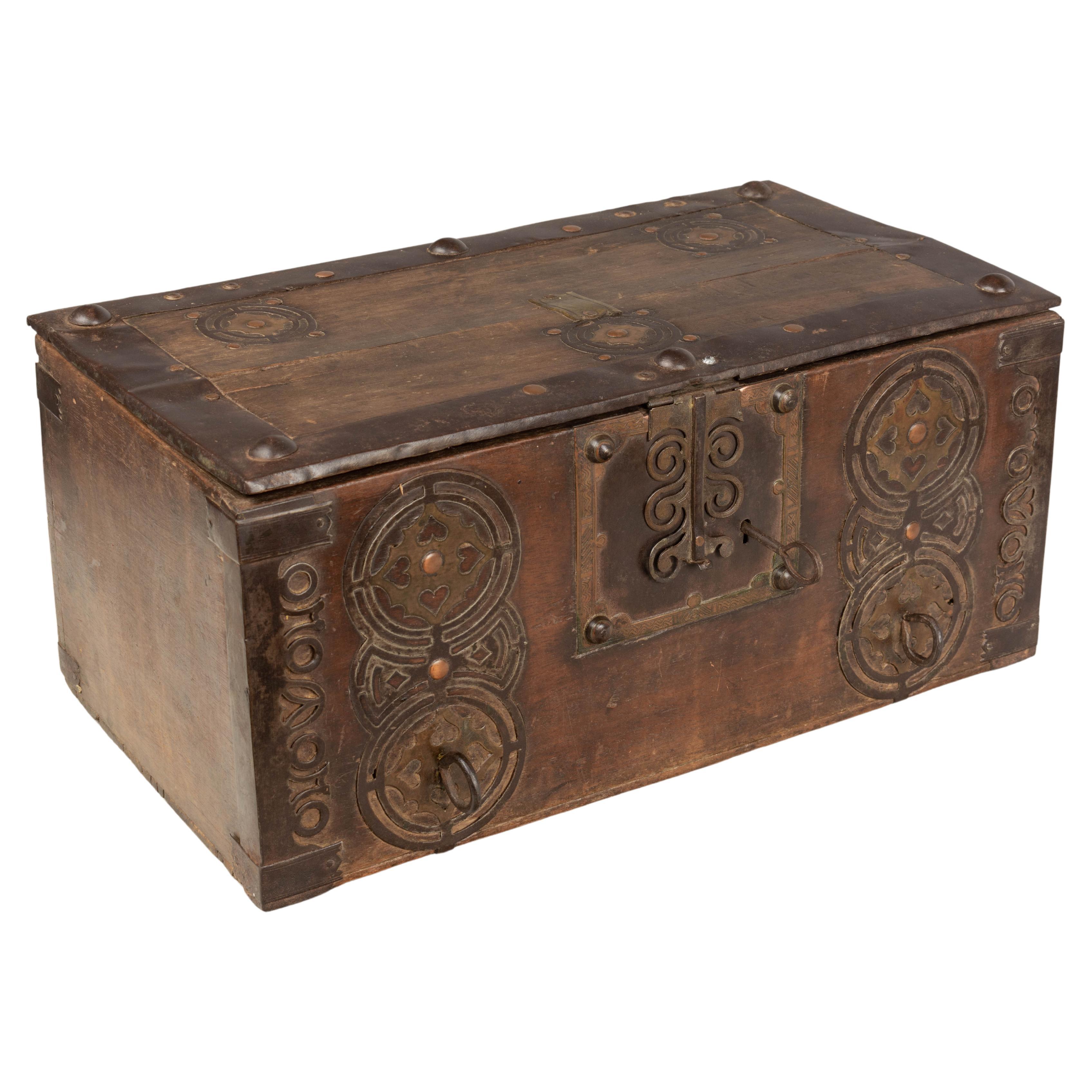 18th Century Spanish Walnut Coffer Box