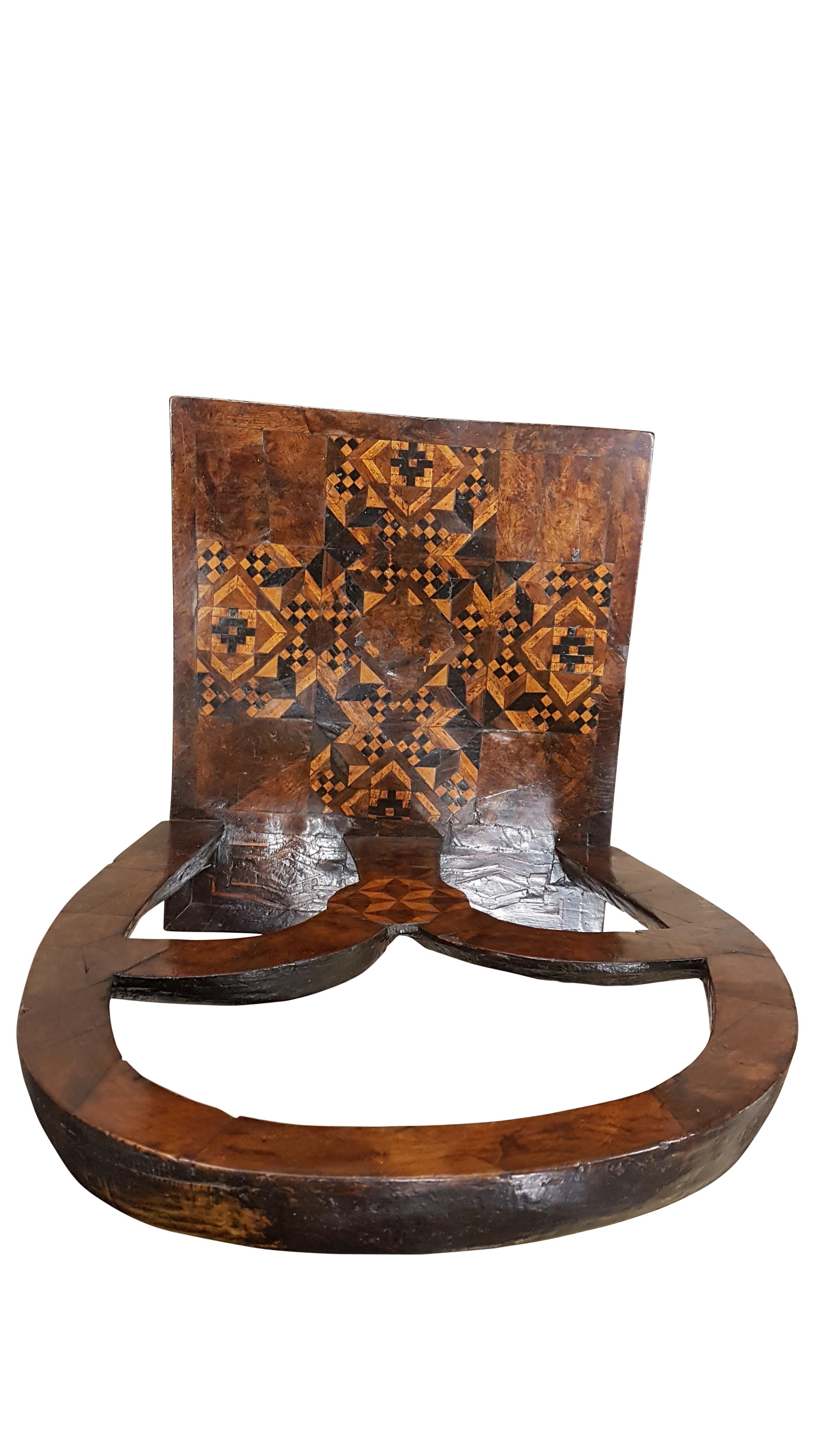 Rustic 18th Century Spanish Walnut Inlaid Chair For Sale