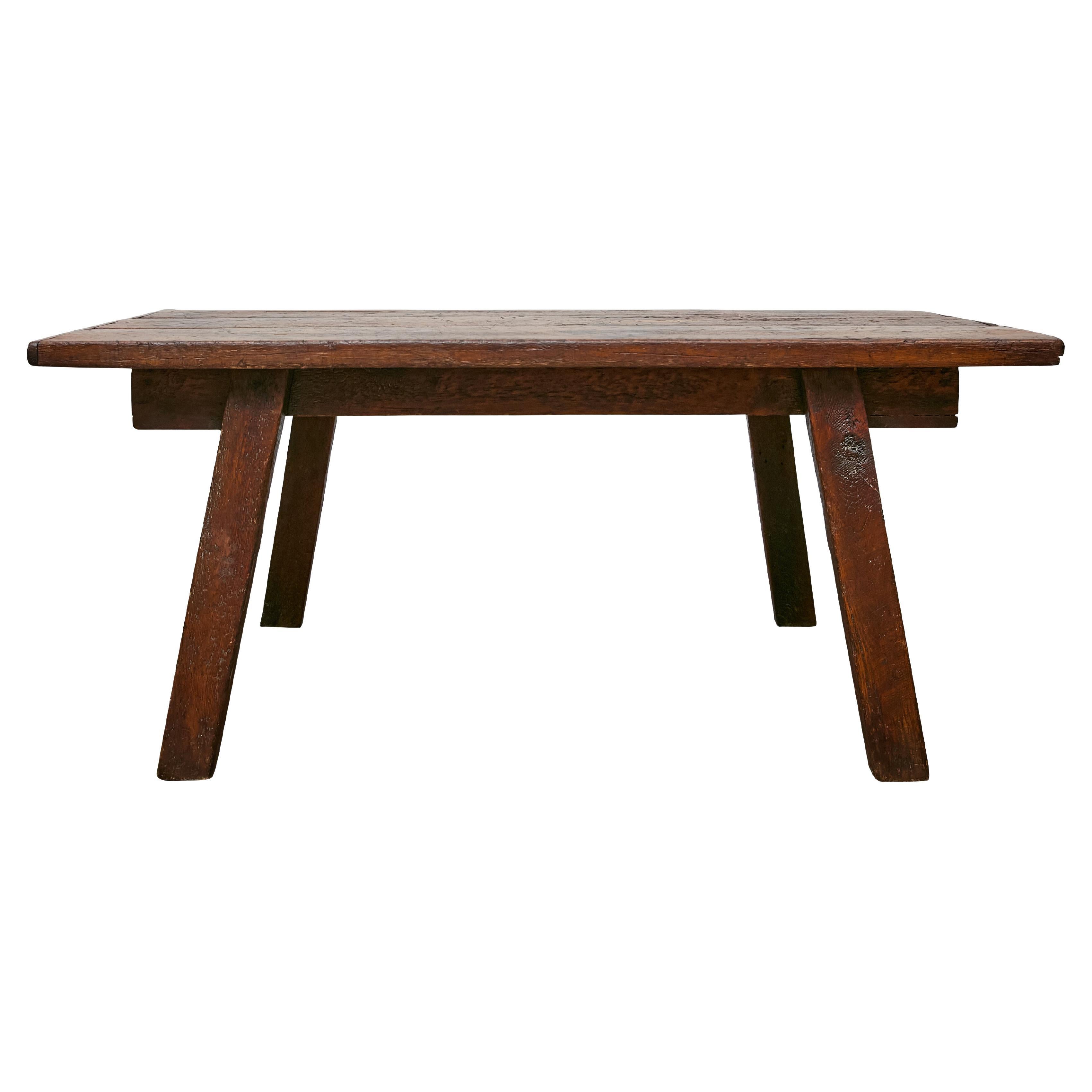 18th Century Spanish Walnut Low Table with Angled Legs For Sale