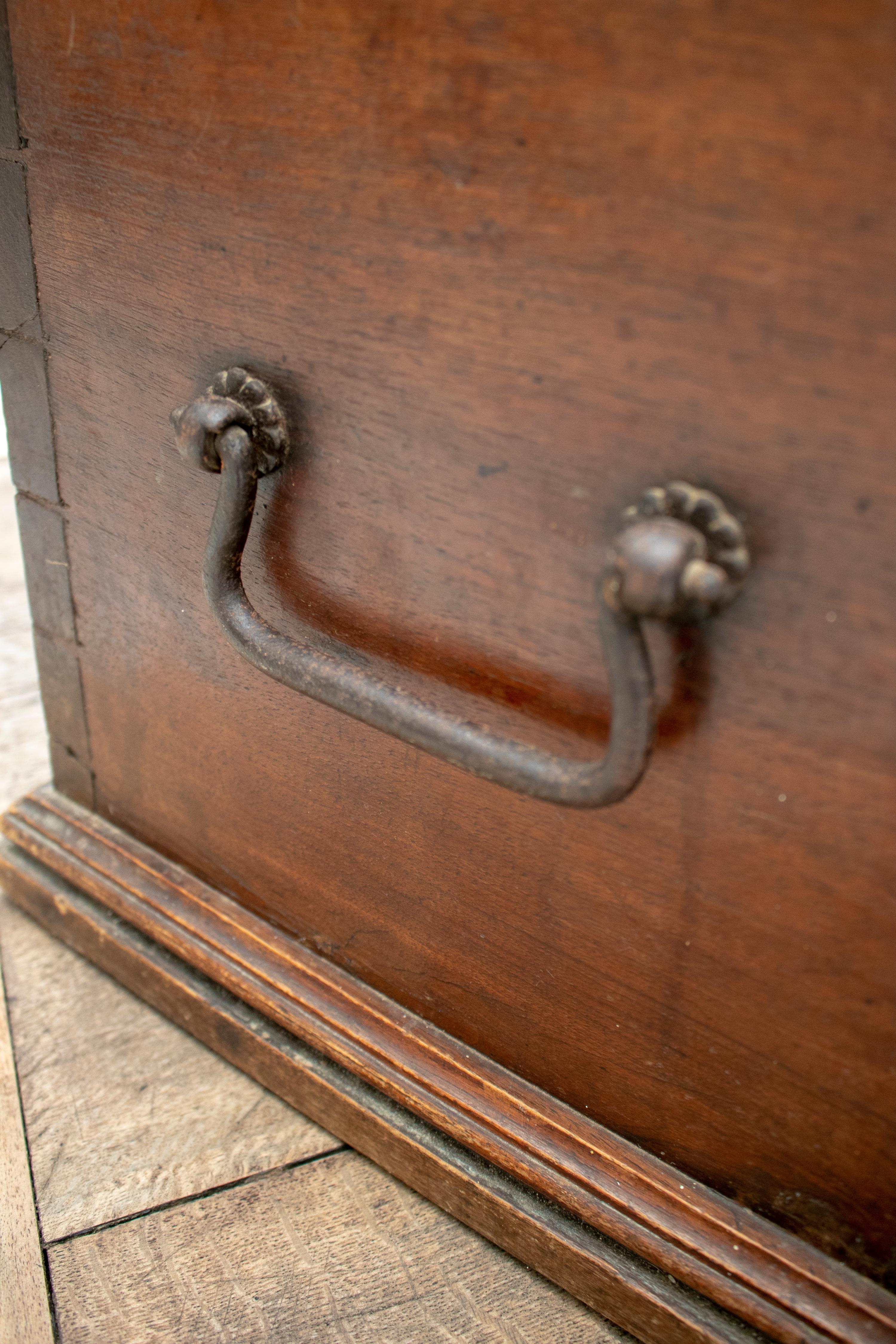 18th Century Spanish Walnut Strongbox Safe with Two Locks and Iron Fittings 10