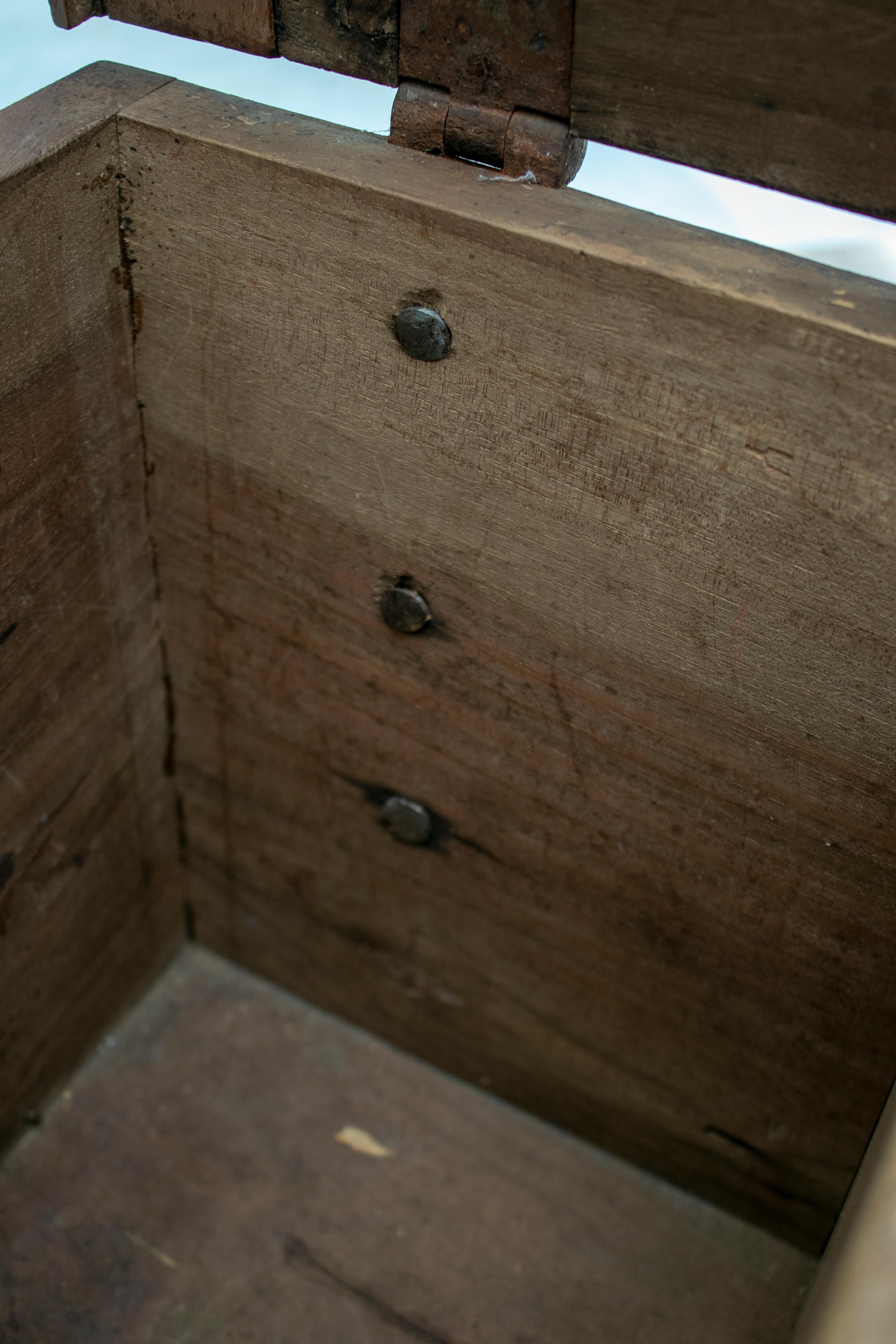 18th Century Spanish Walnut Strongbox Safe with Two Locks and Iron Fittings 11