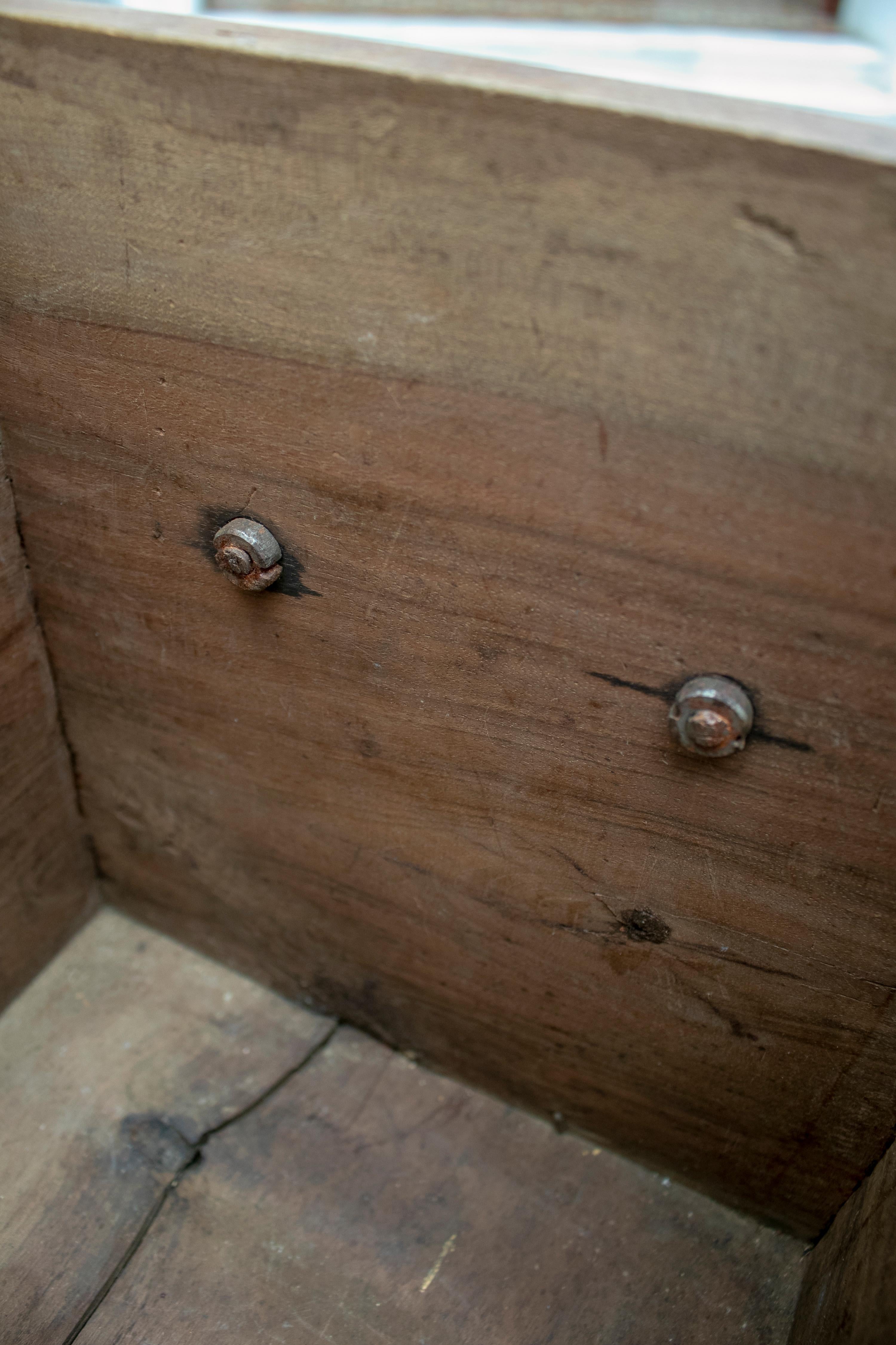 18th Century Spanish Walnut Strongbox Safe with Two Locks and Iron Fittings 4