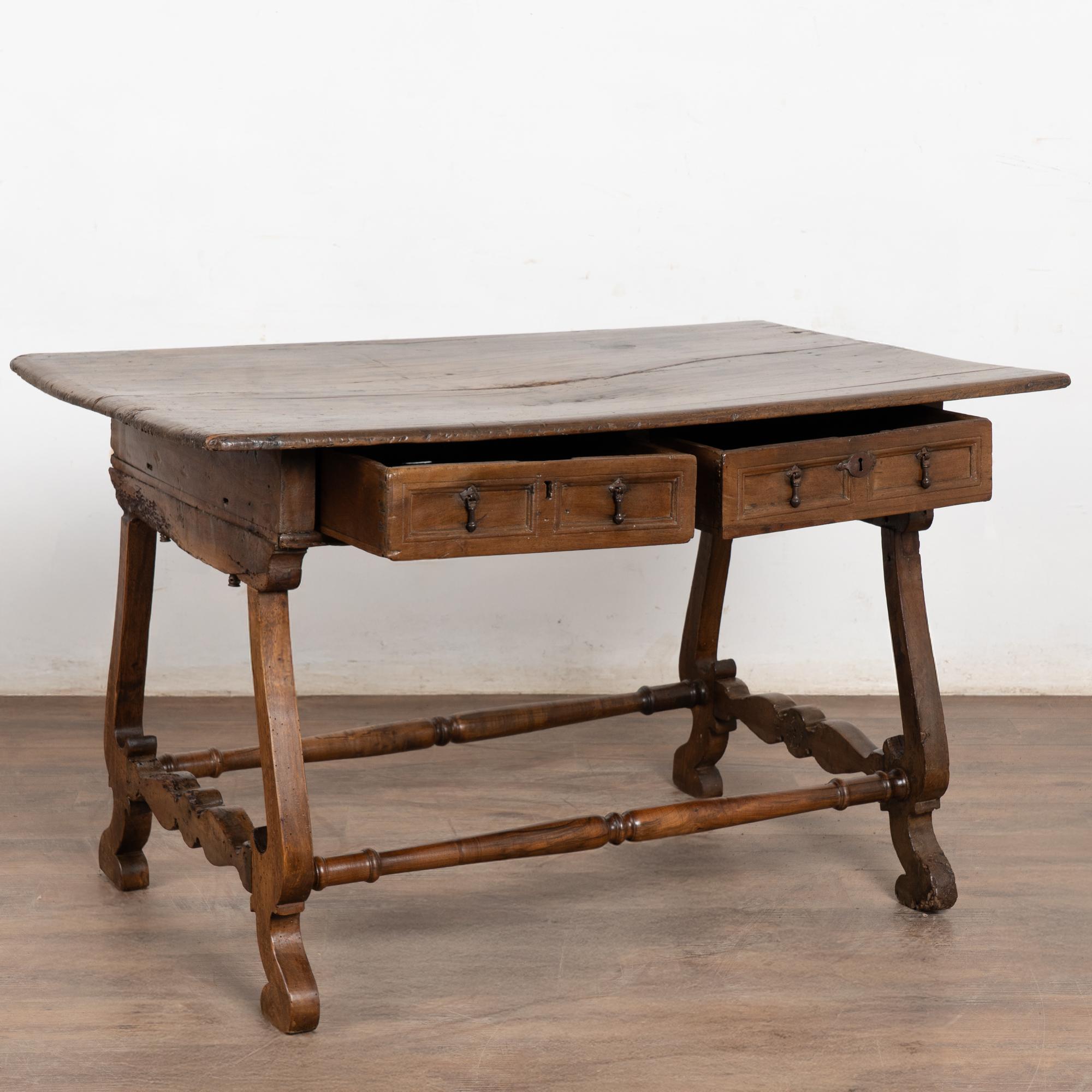 Hand-Crafted 18th Century Spanish Walnut Table or Console For Sale