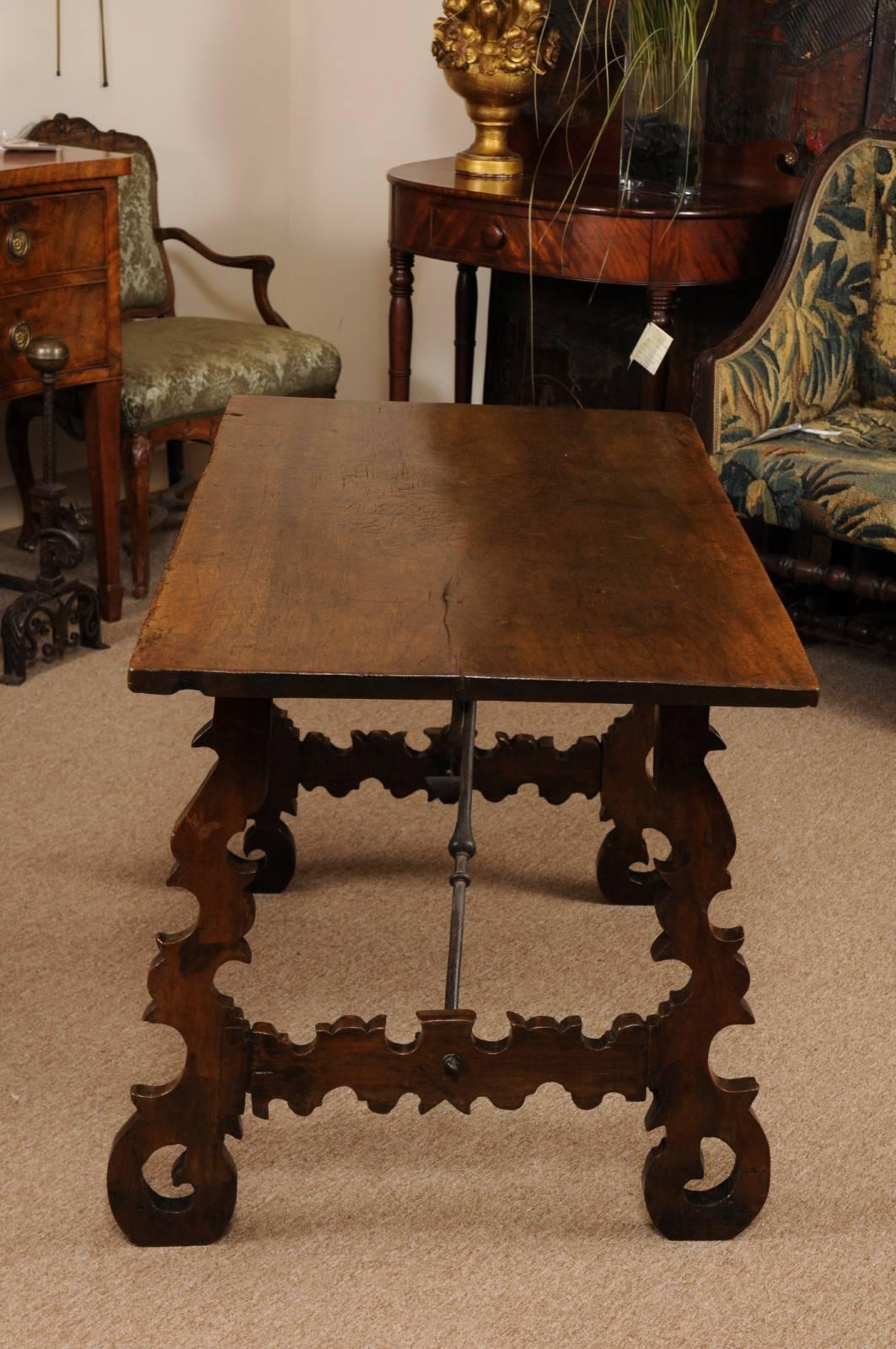 18th Century and Earlier 18th Century Spanish Walnut Table with Lyre Legs