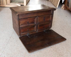 18th Century Spanish Walnut Writing Desk with Door and Drawers in the Interior