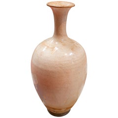 18th Century Spanish White Glazed Ceramic Narrow Neck Vase