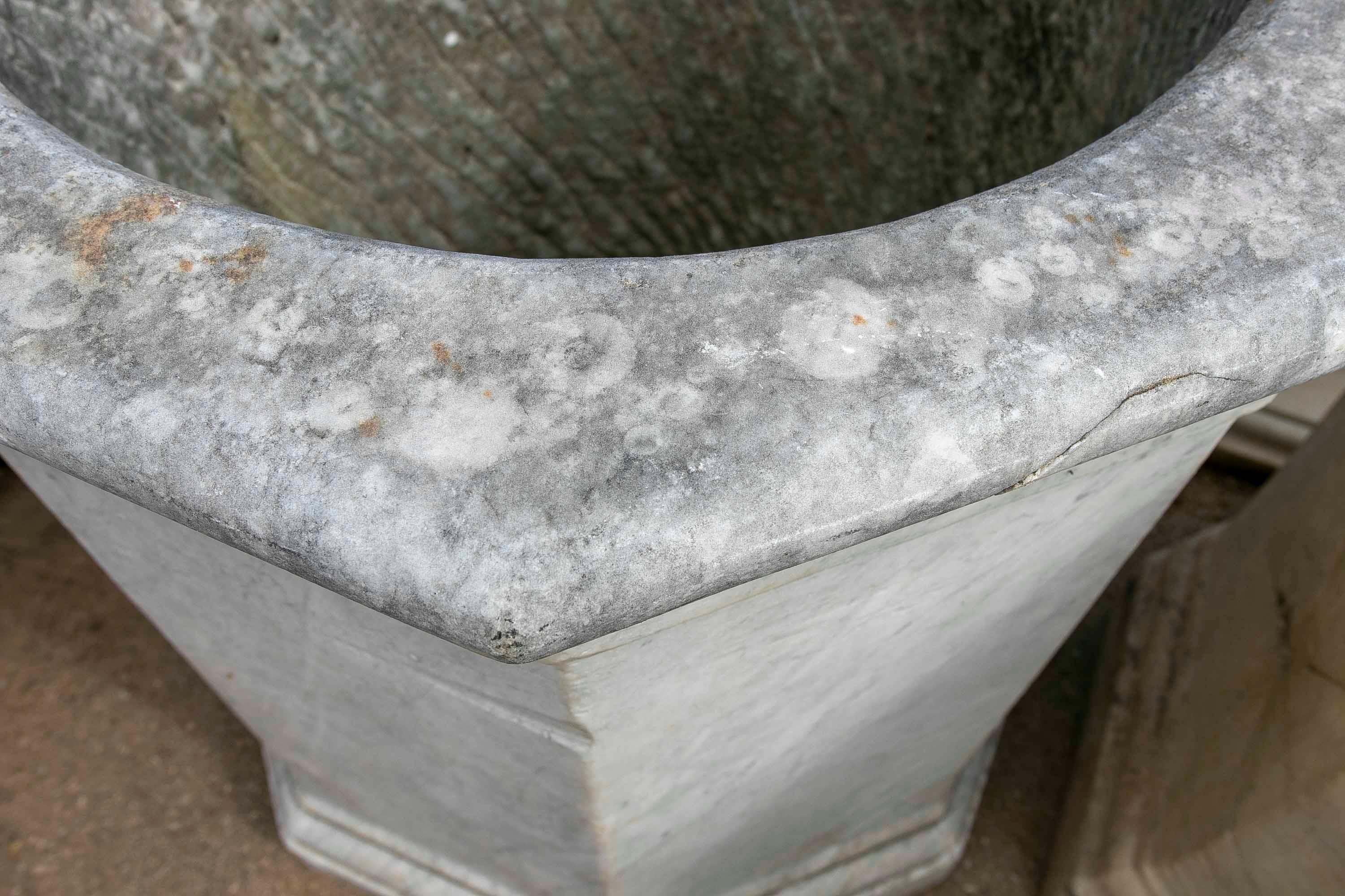 18th Century Spanish White Marble Octagonal  Well Spout For Sale 8