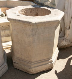 Antique Spanish White Marble Octagonal  Well Spout
