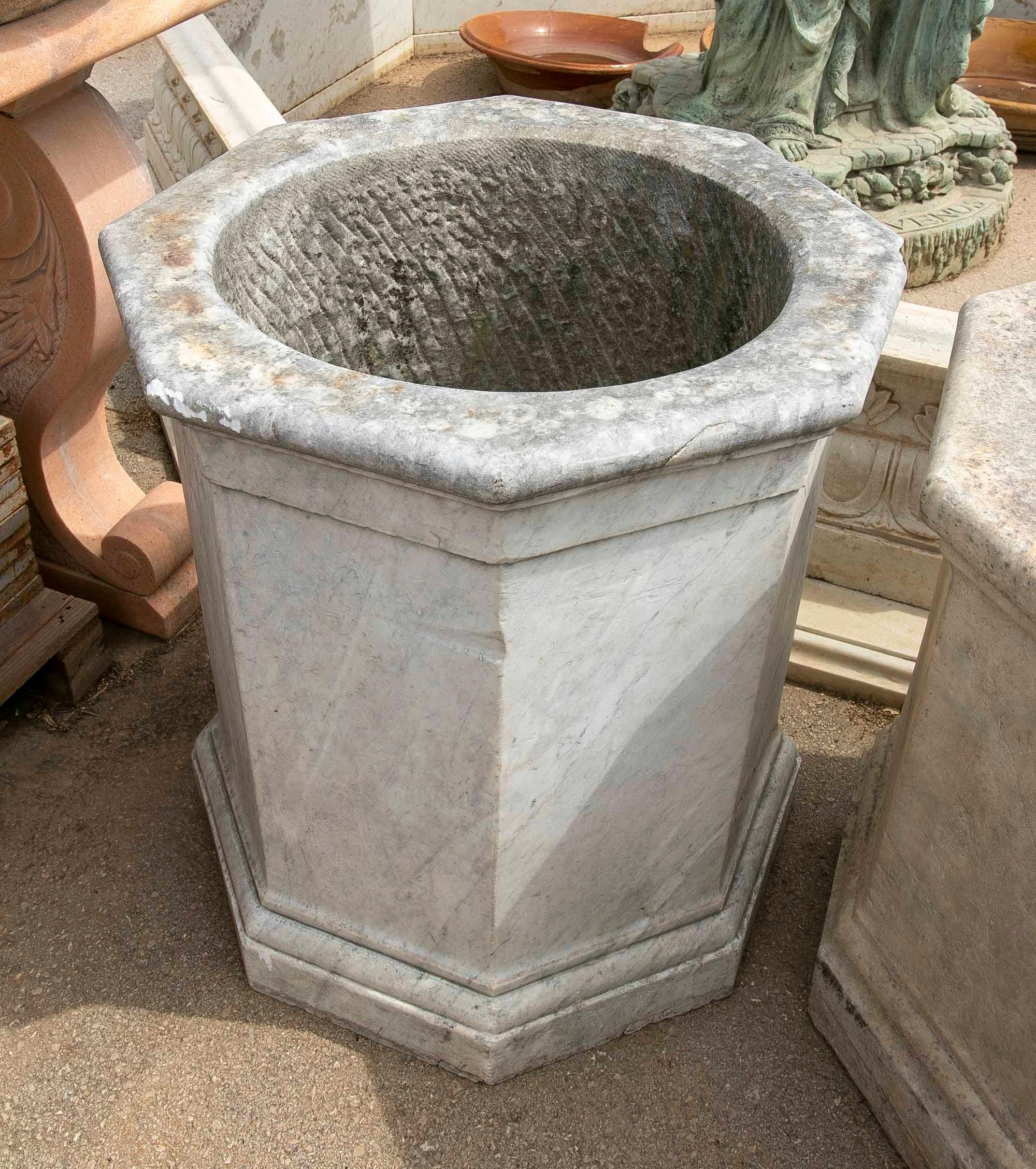 18th Century Spanish White Marble Octagonal  Well Spout

