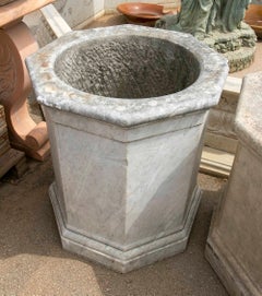 Antique Spanish White Marble Octagonal Well Spout