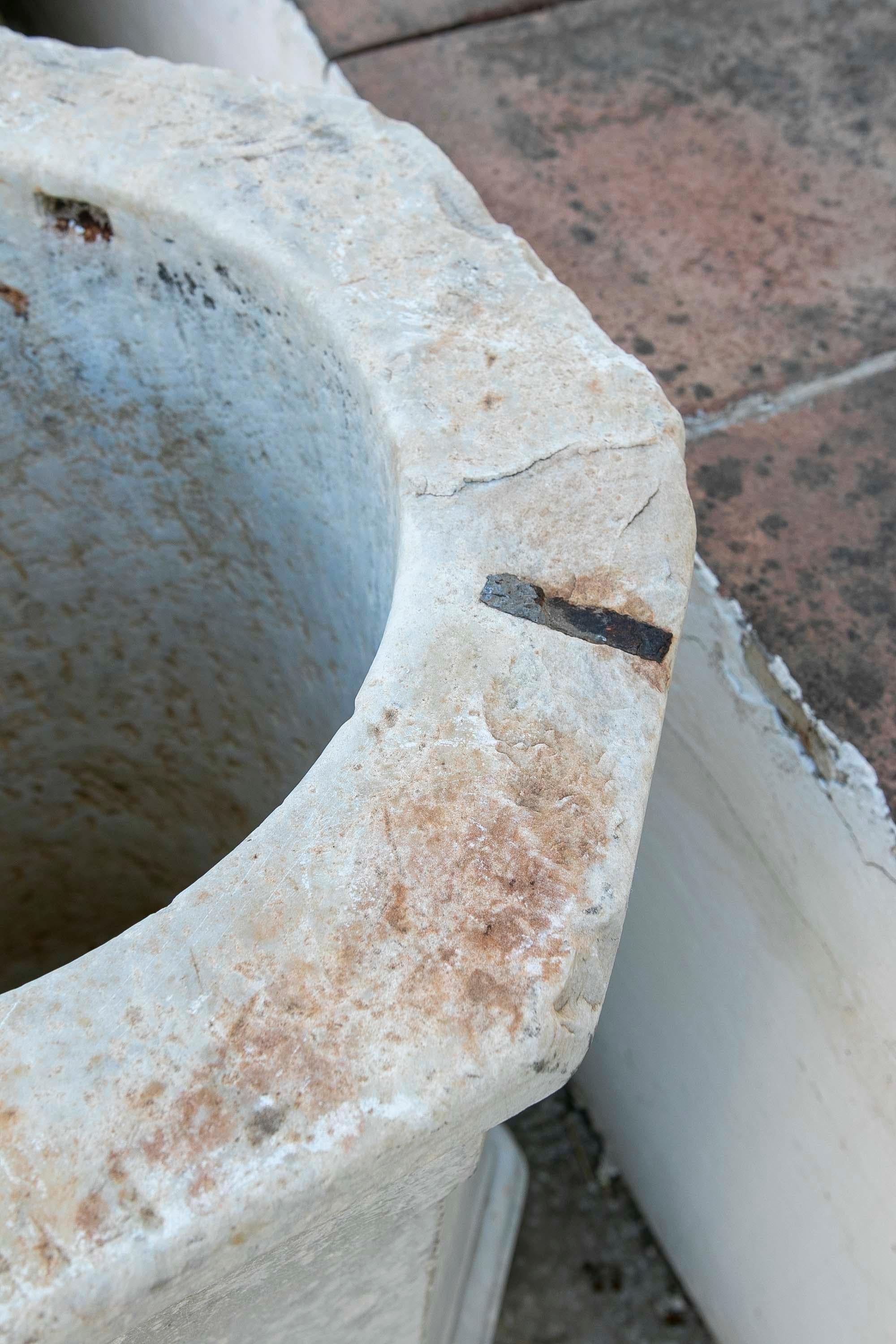 18th Century Spanish White Marble Octagonal  Well Spout For Sale 3