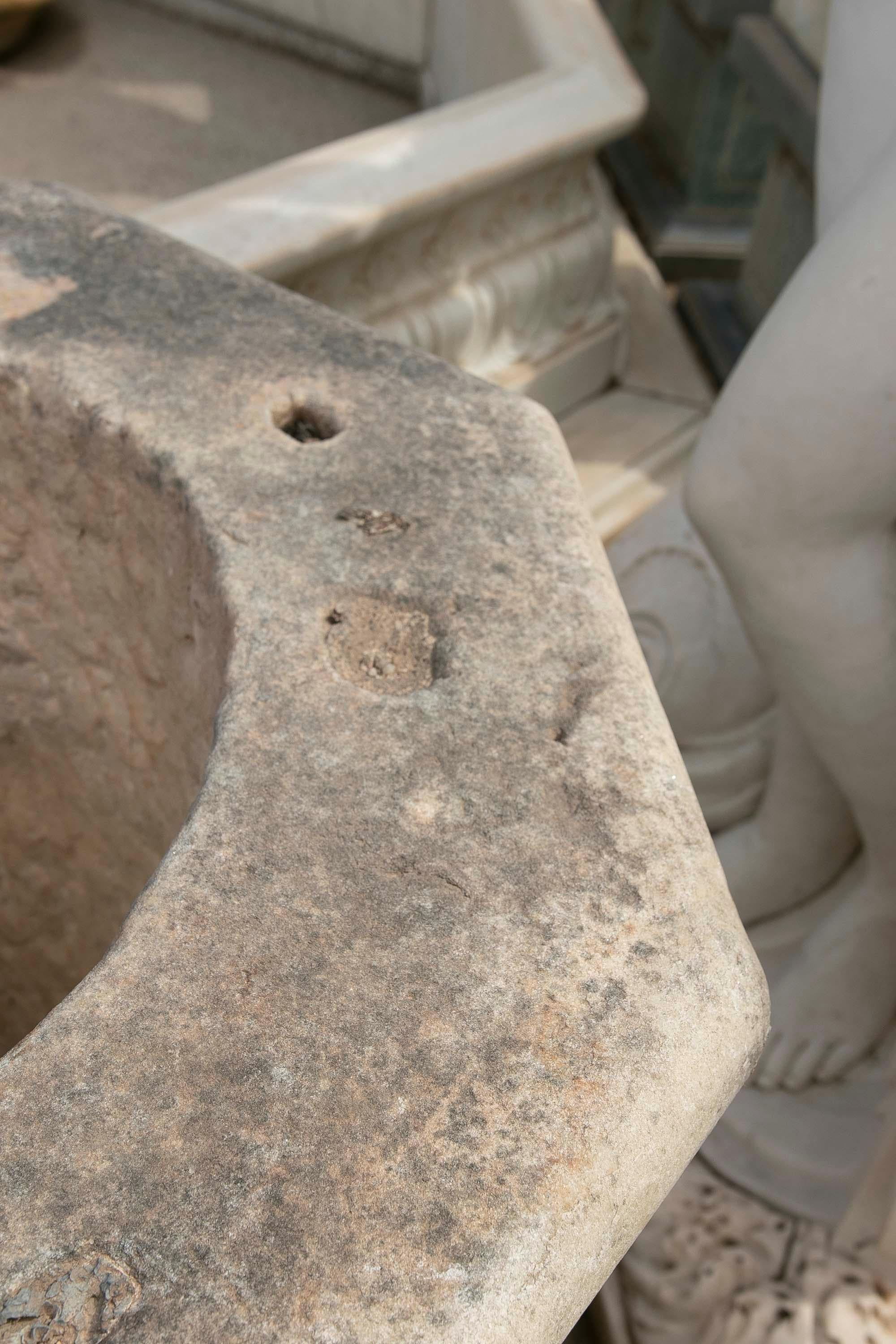 18th Century Spanish White Marble Octagonal  Well Spout For Sale 3