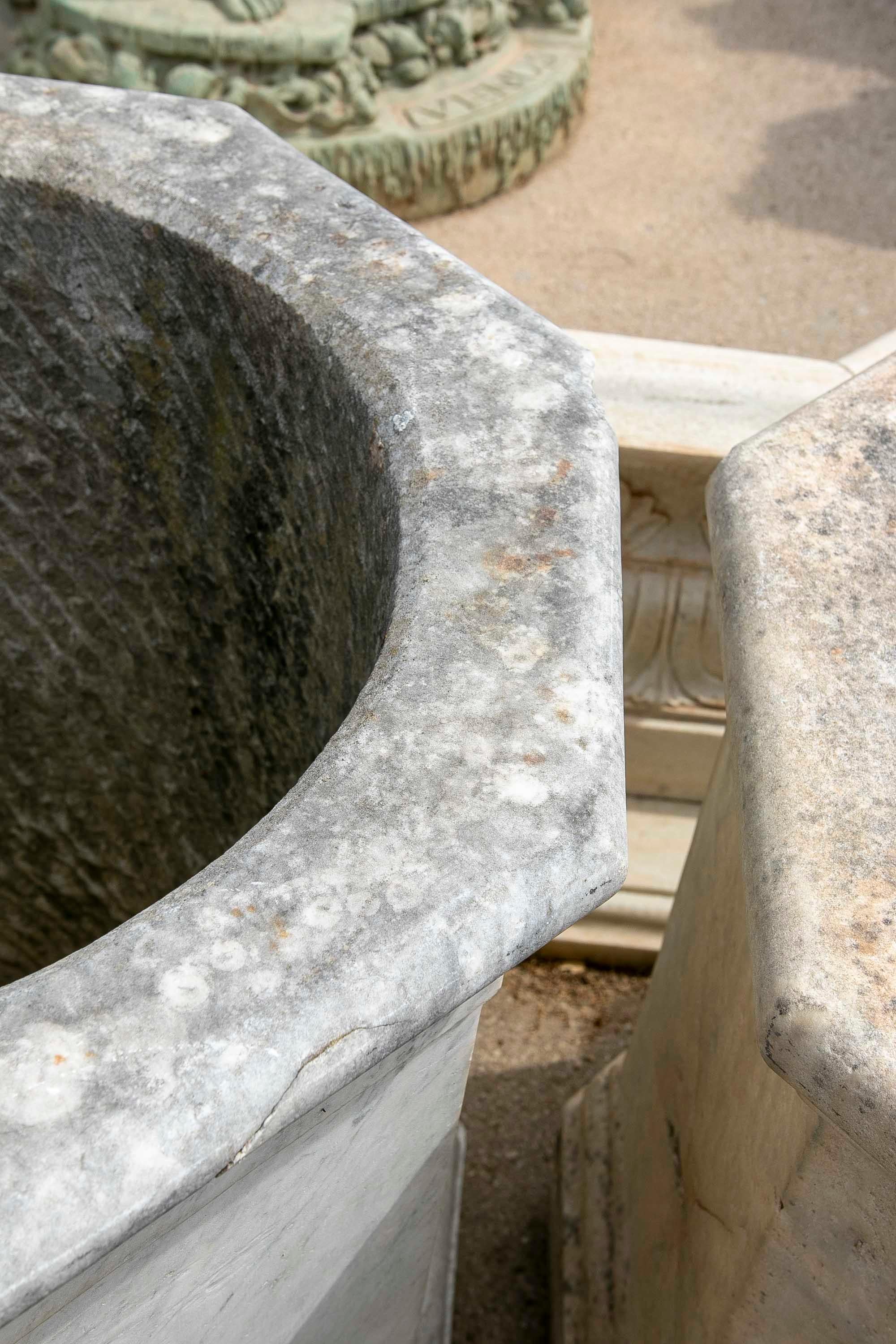 18th Century Spanish White Marble Octagonal  Well Spout For Sale 3