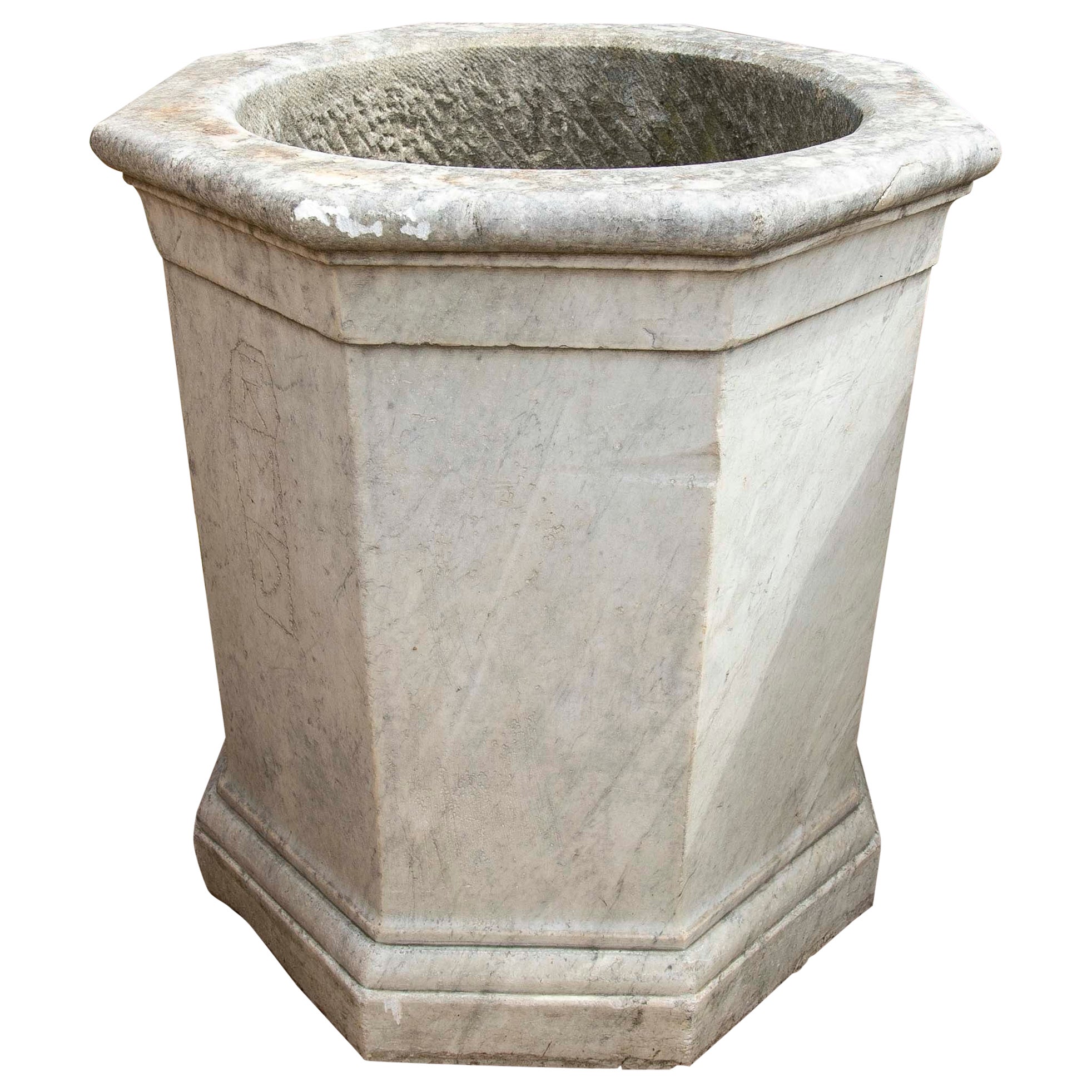 18th Century Spanish White Marble Octagonal  Well Spout