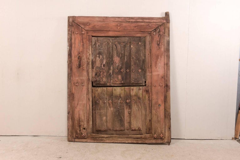 18th Century Spanish Wood and Iron SplitDoor Within Original Casing