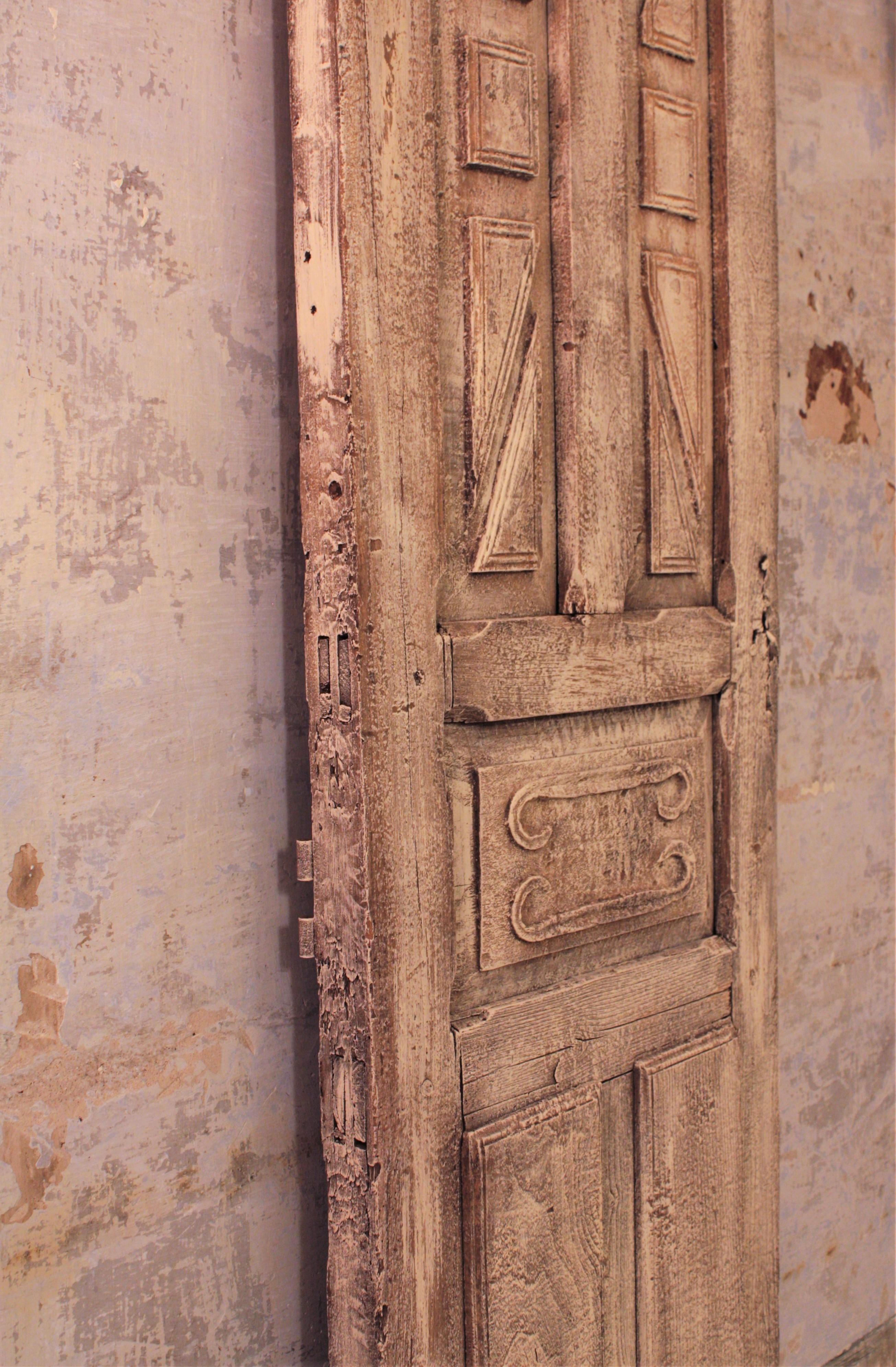 18th Century and Earlier 18th Century Spanish Wood Carved Patinated Rustic Door