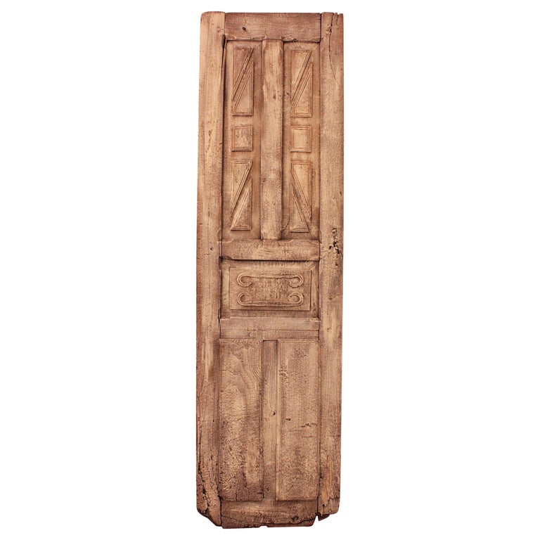 18th Century Spanish Wood Carved Patinated Rustic Door For Sale At